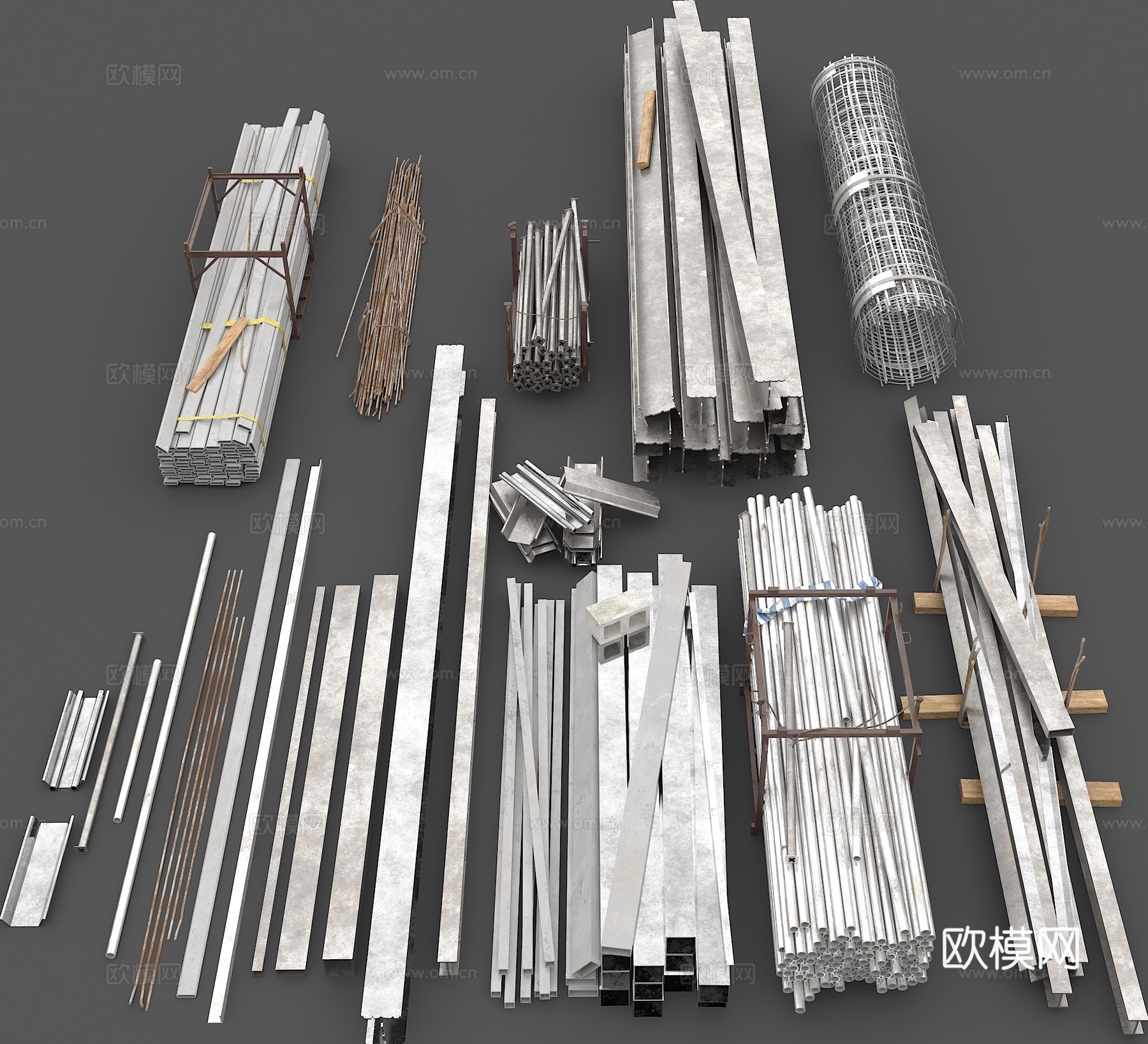 钢材 工字钢 钢管 钢筋3d模型下载