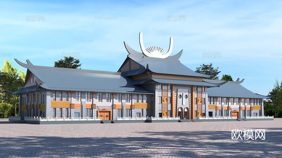 新中式古建 苗族宫殿3d模型下载