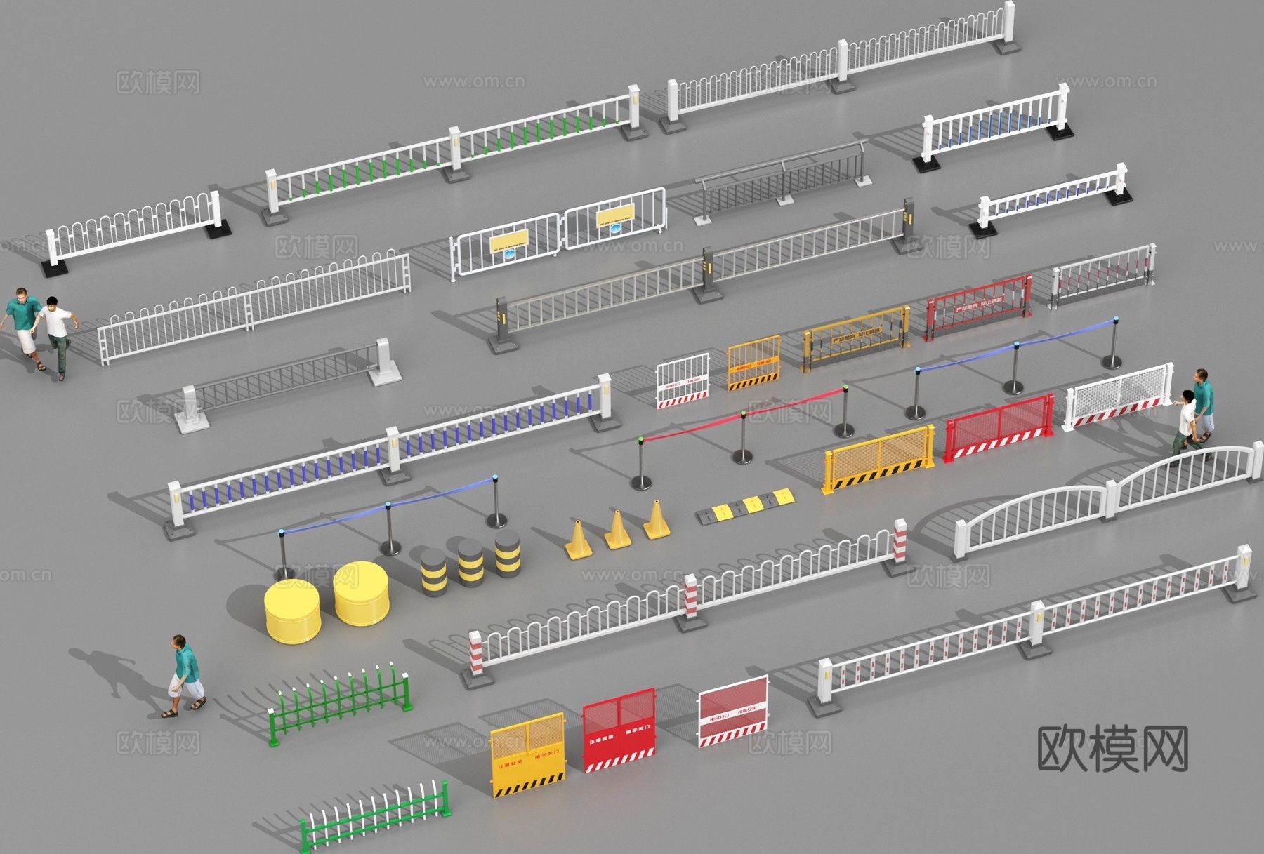 路障 路标 交通锥 隔离带 隔离栏 交通设施3d模型