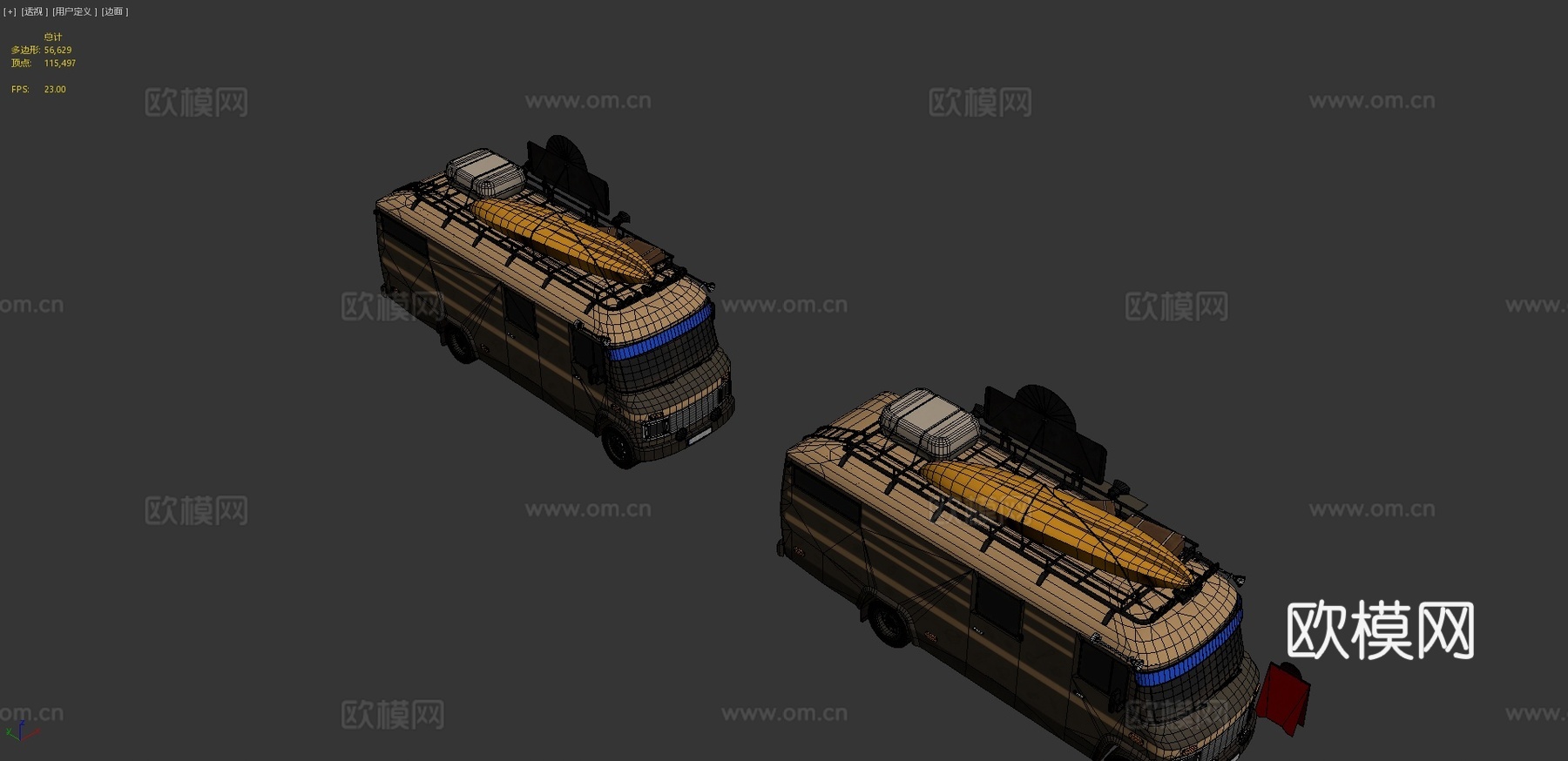 嬉皮士食品卡车3d模型