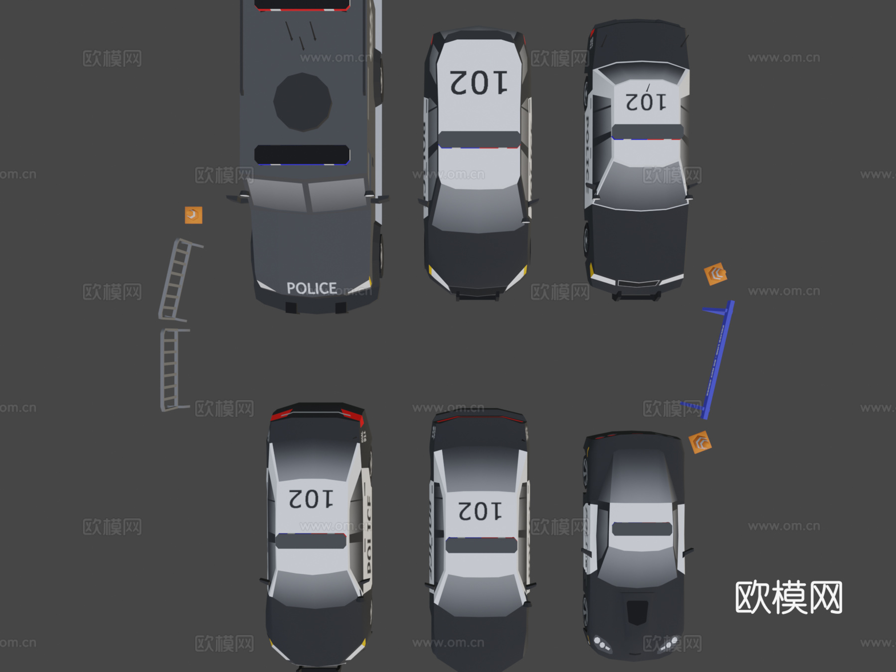 警车 公务车 汽车3d模型