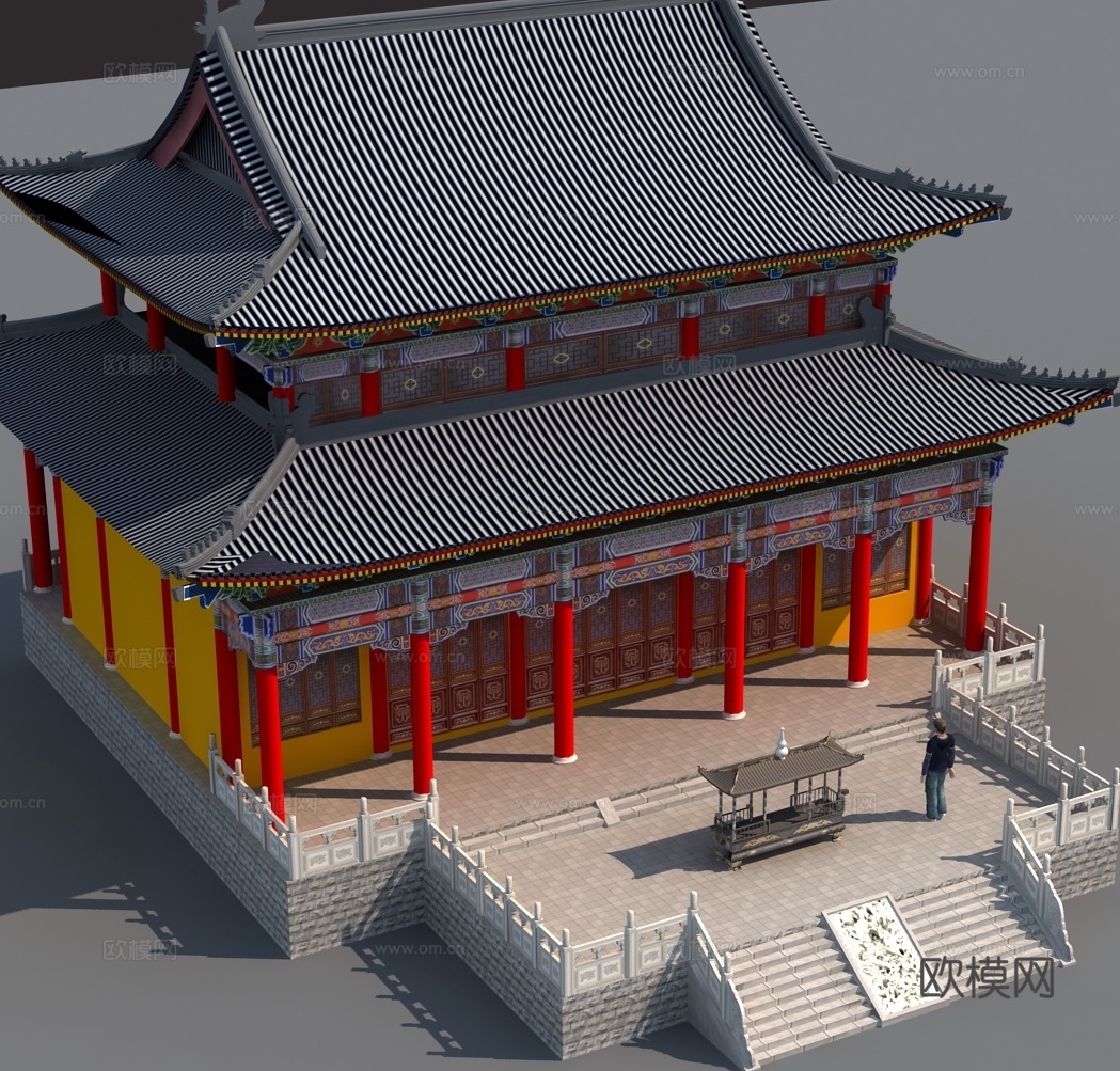 中式古建 寺庙3d模型