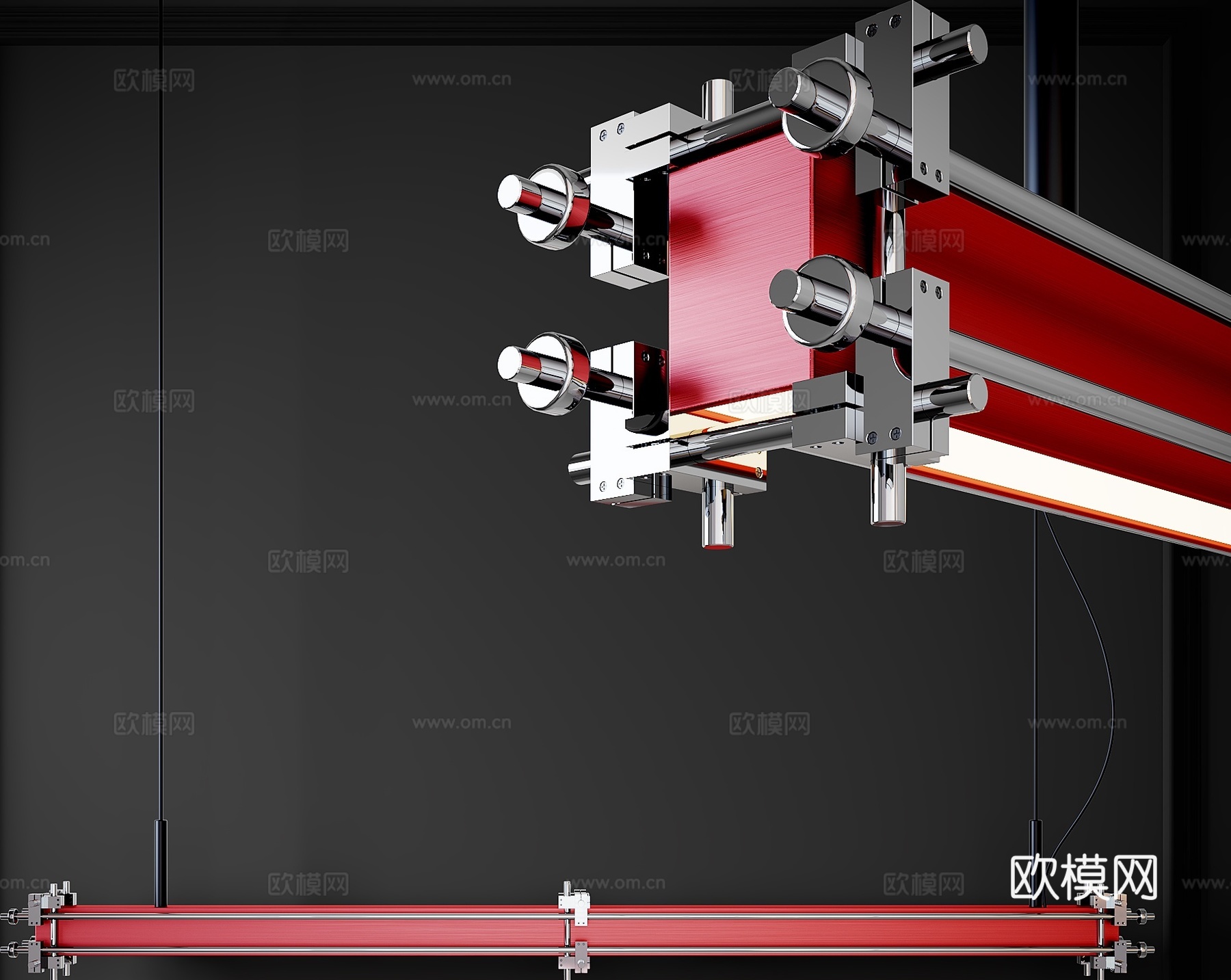 办公吊灯 长条吊灯3d模型