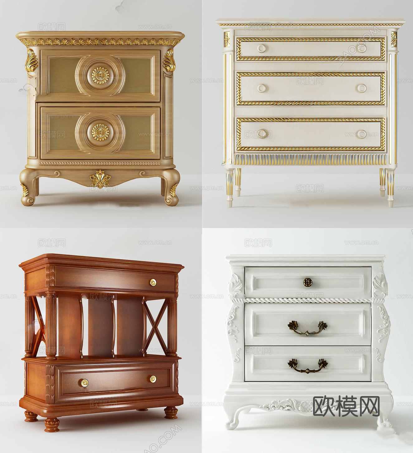 欧式床头柜3d模型下载