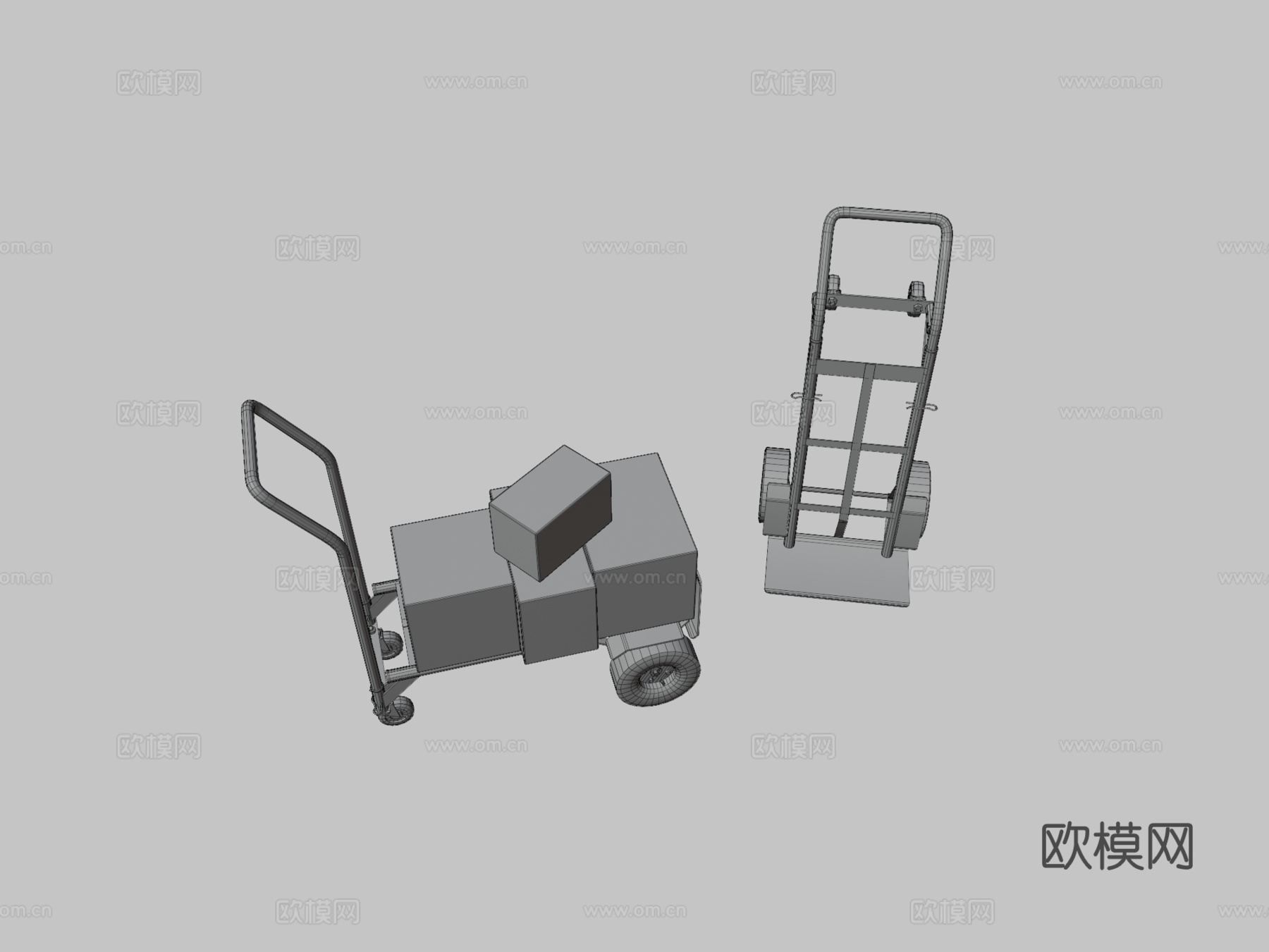 两用手推车3d模型