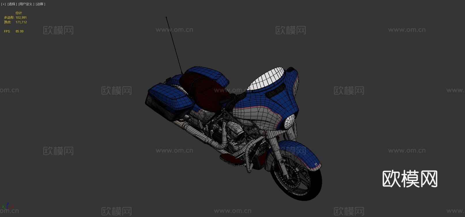 哈雷戴维森街霸 摩托车3d模型