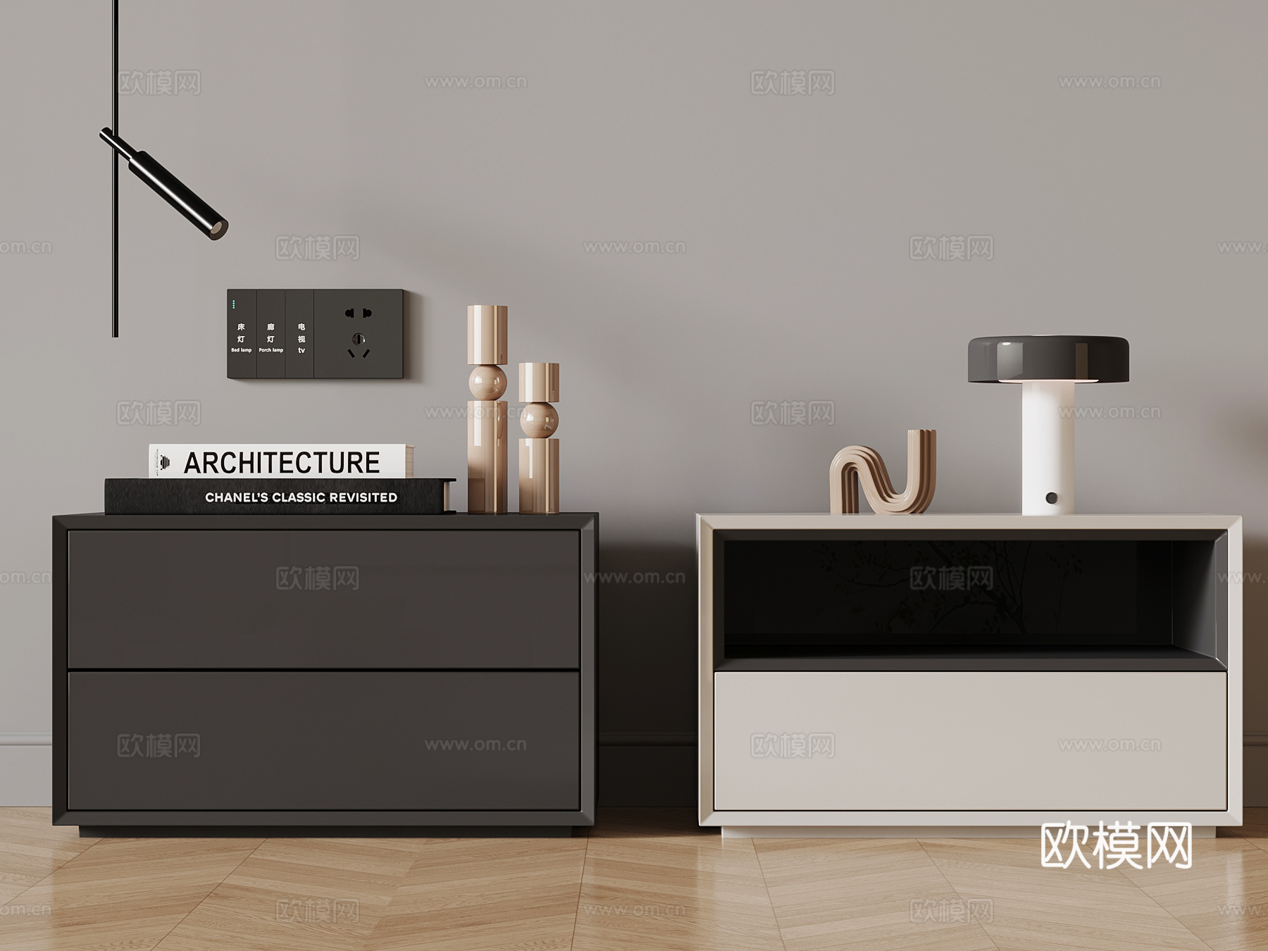 现代床头柜3d模型下载