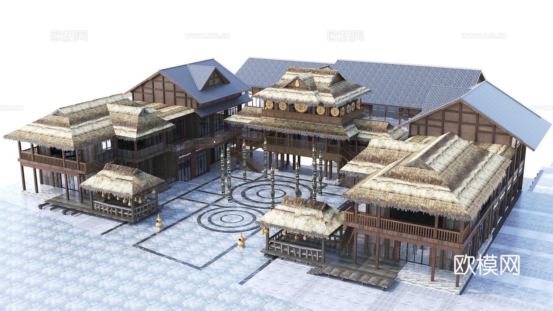 拉祜族建筑 民族建筑 茅草屋 拉祜族民宿3d模型下载