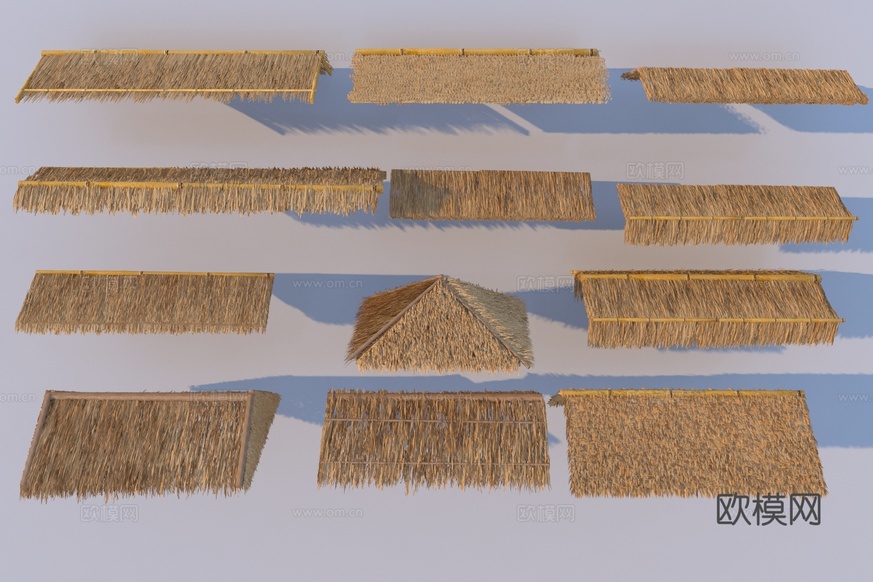茅草 茅草棚 枯草 草垛3d模型下载