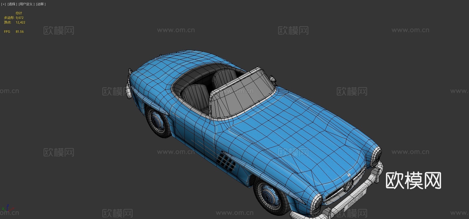 奔驰 300SL 敞篷跑车3d模型