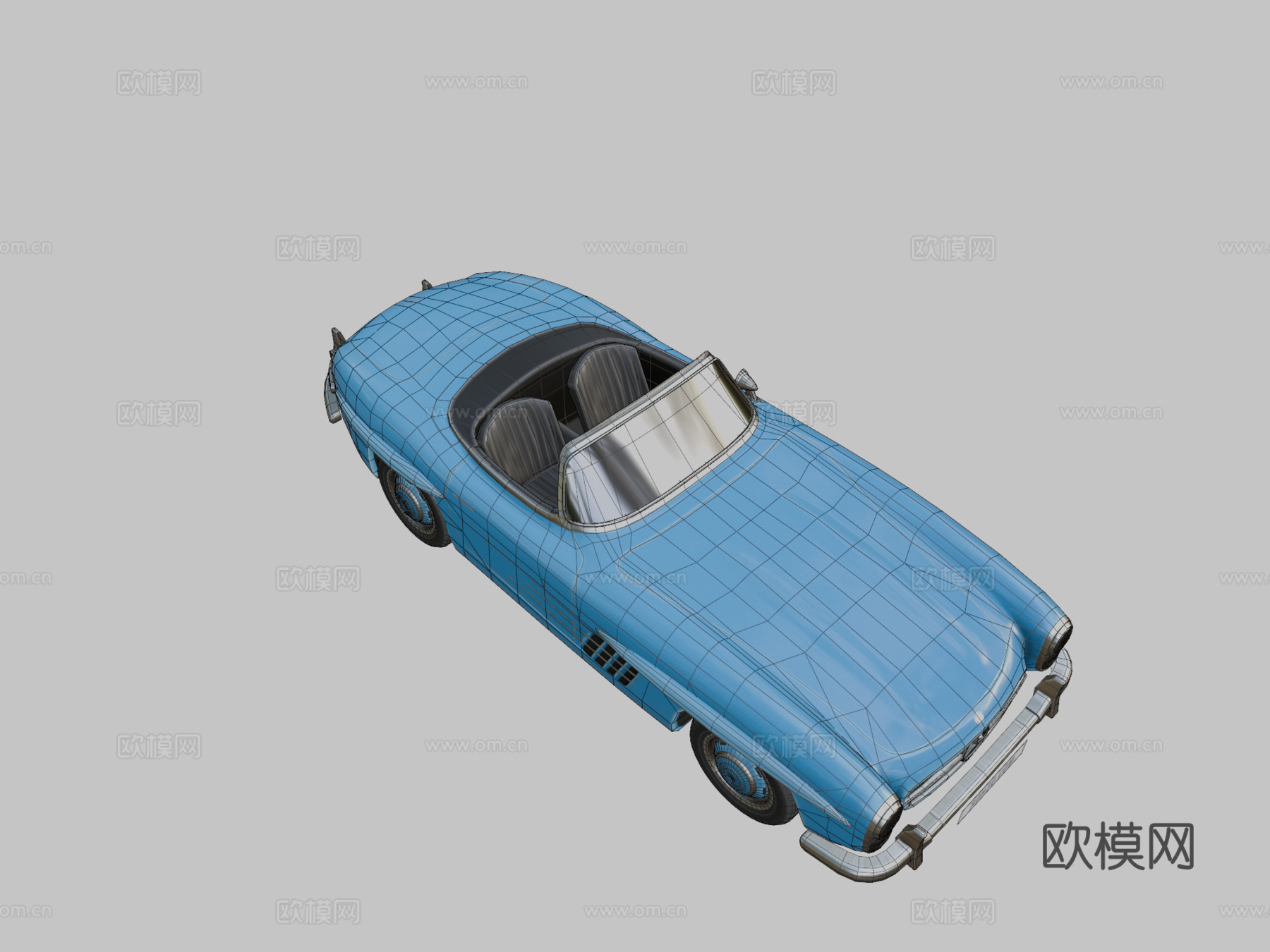 奔驰 300SL 敞篷跑车3d模型