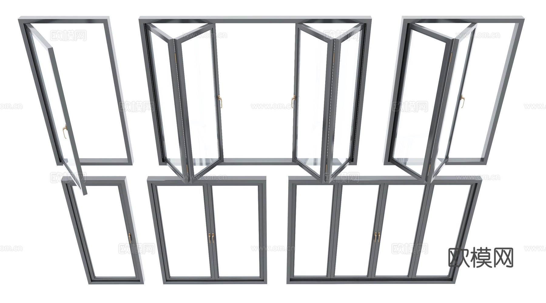 现代窗户 平开窗3d模型