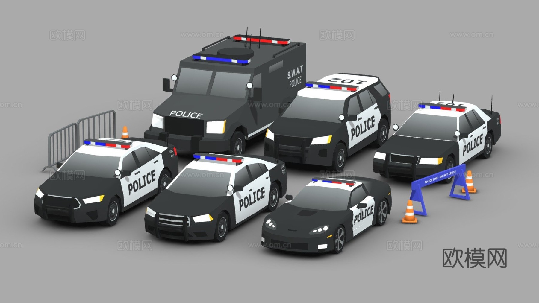 警车 公务车 汽车3d模型