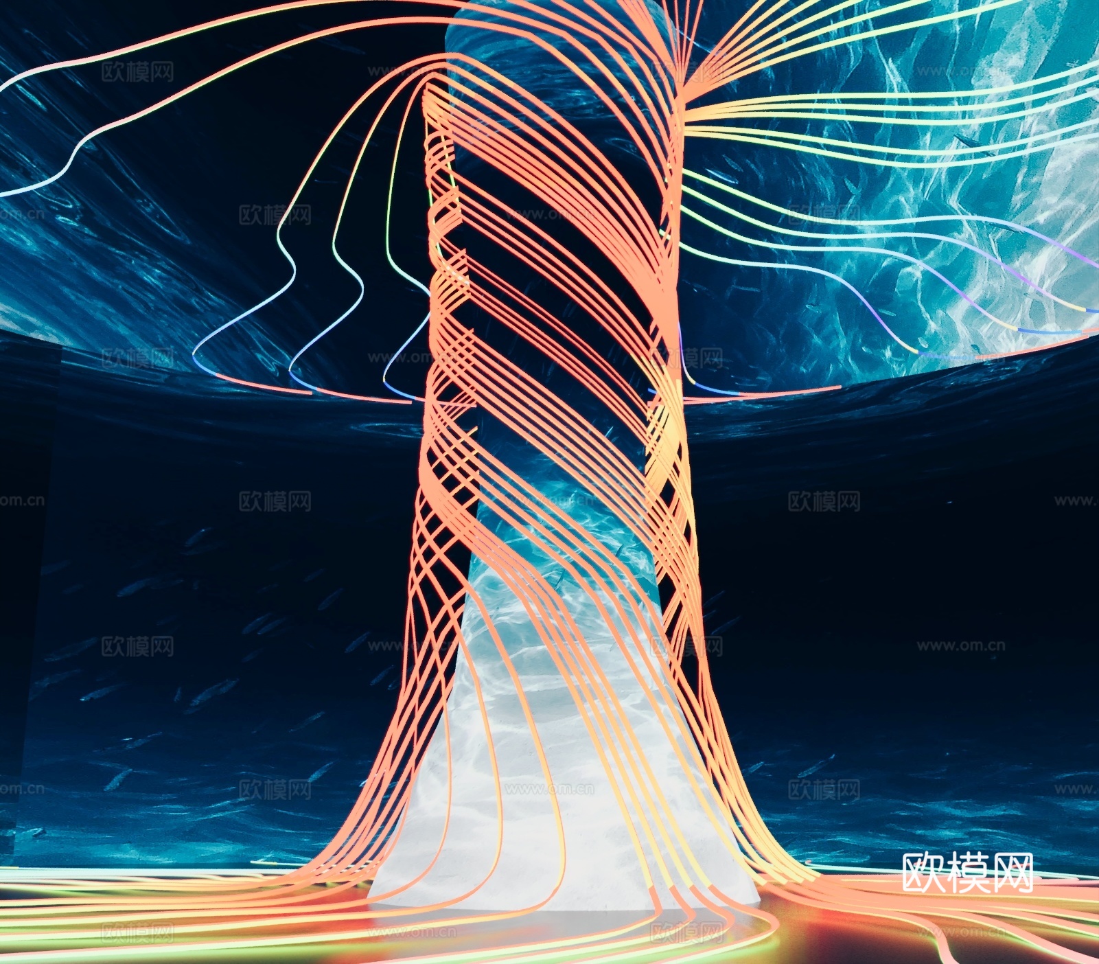 现代雕塑摆件 世界树3d模型下载