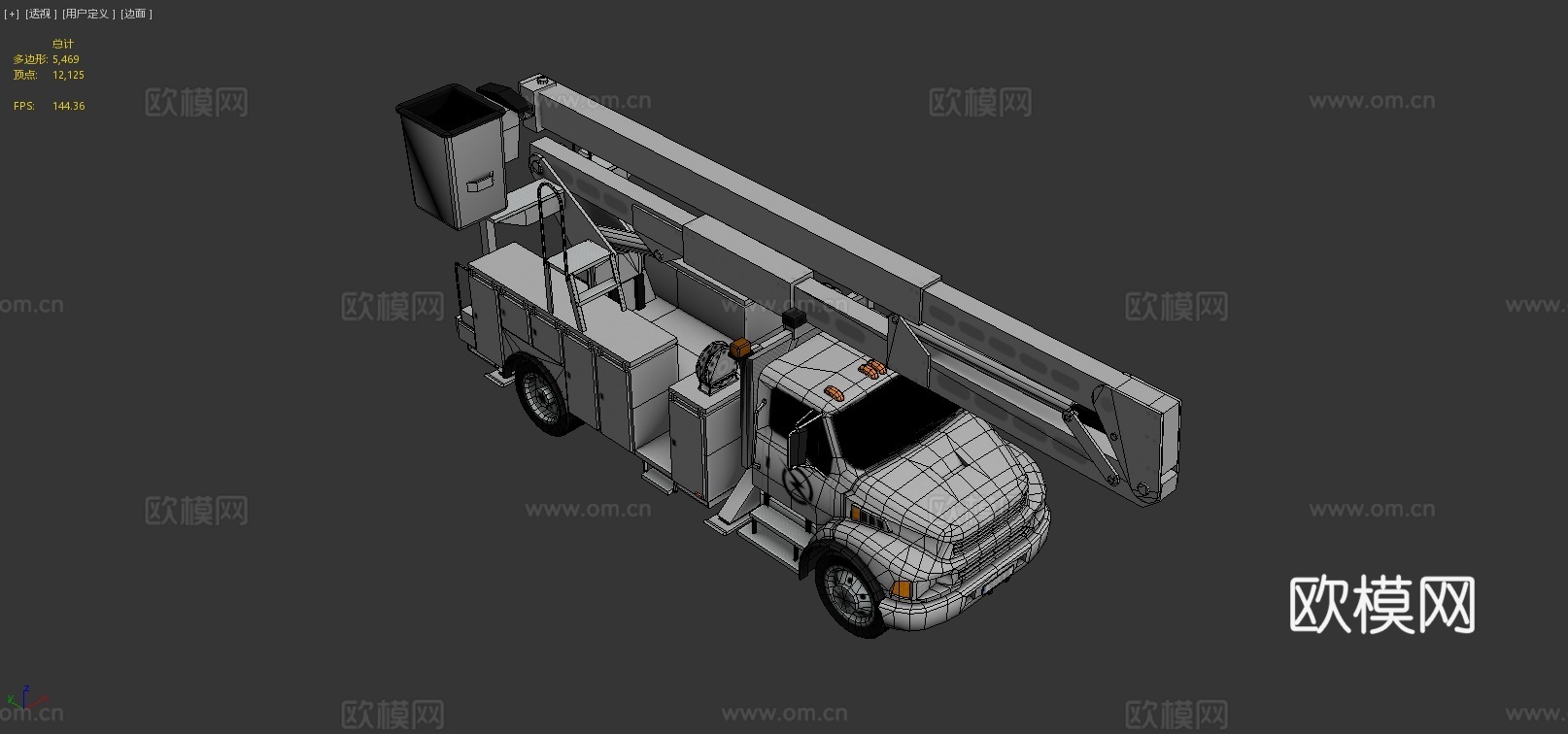 带起重机的卡车3d模型