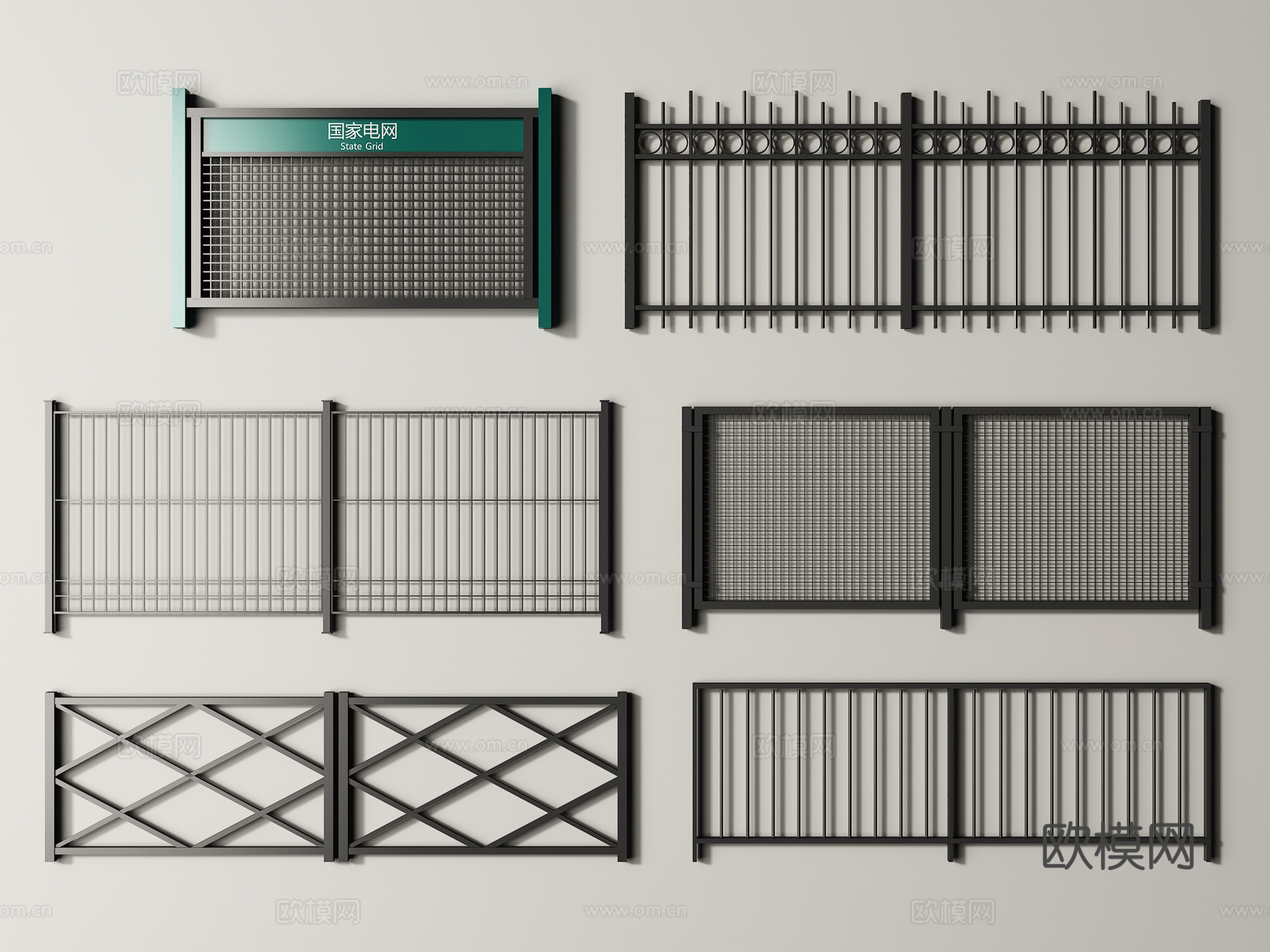 现代铁丝网 围栏 护栏 隔离栏3d模型