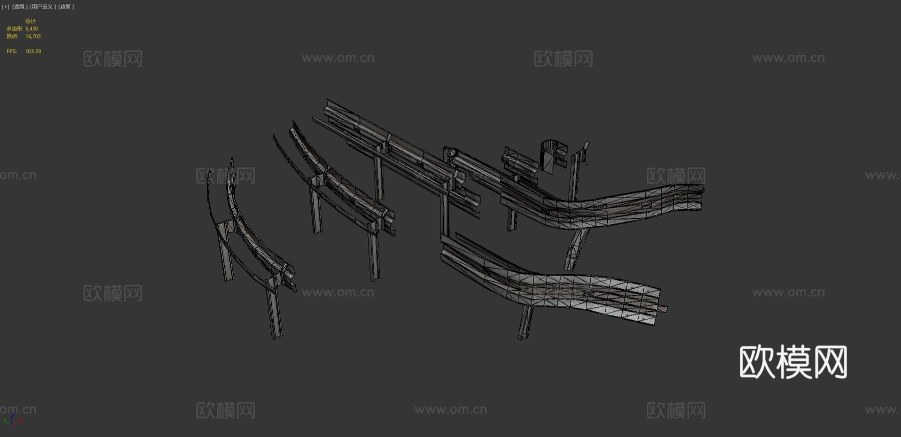 道路护栏 栏杆 围栏su模型