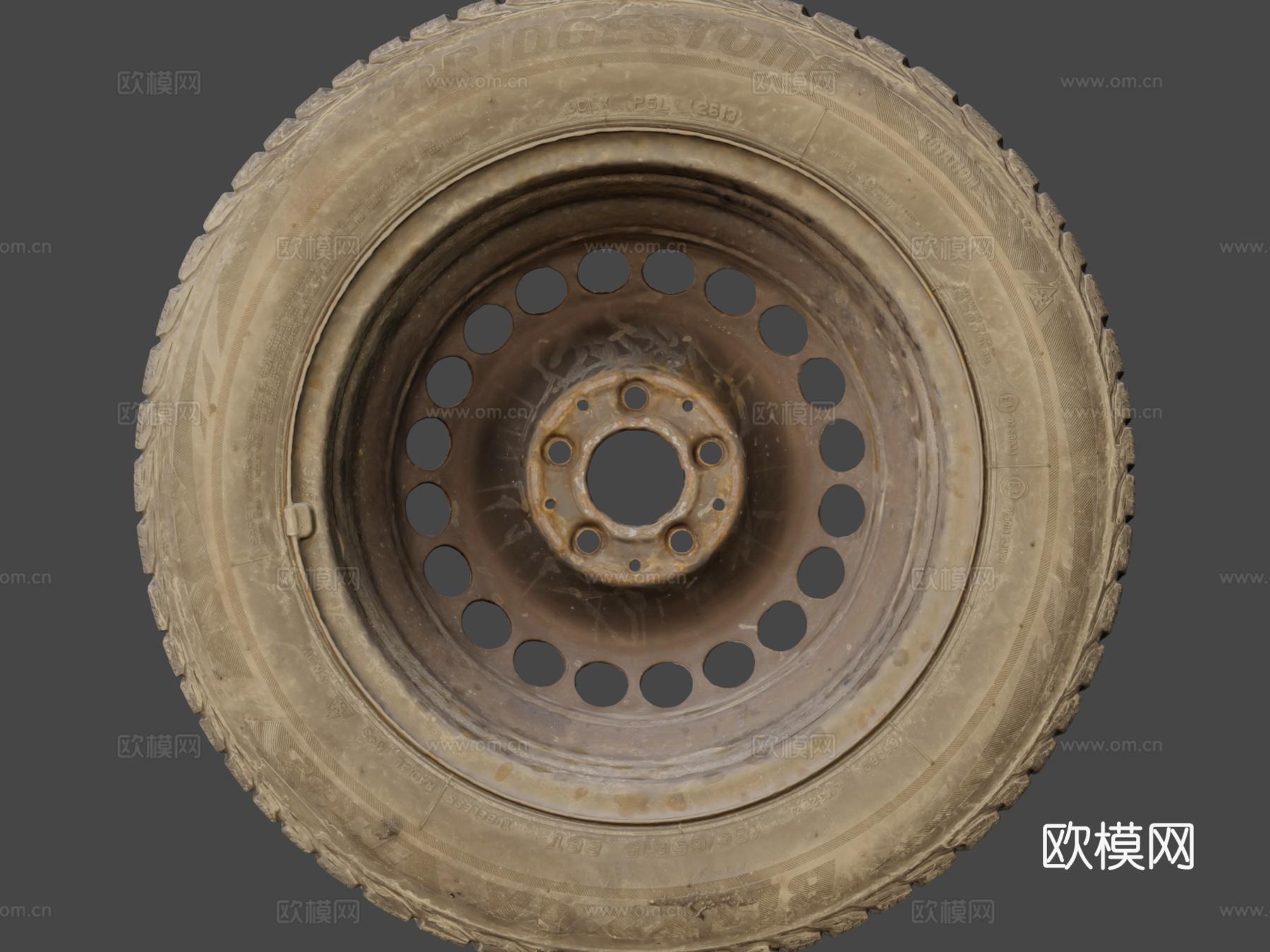 旧汽车轮胎 轮毂 车轮185-65R15su模型