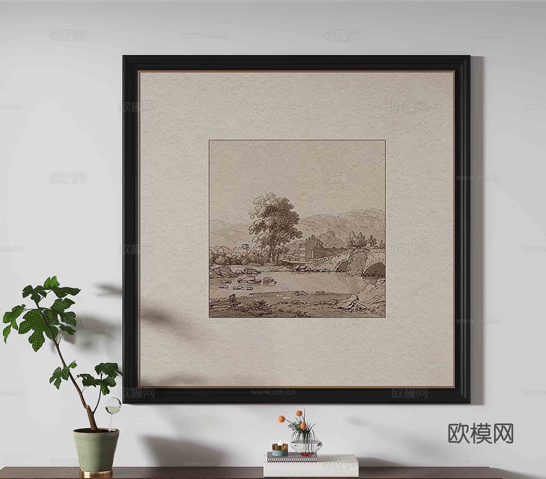 中古风装饰画 艺术画 挂画3d模型