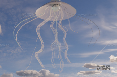 海洋风格吊灯 水母灯免费su模型下载（渲染图2）