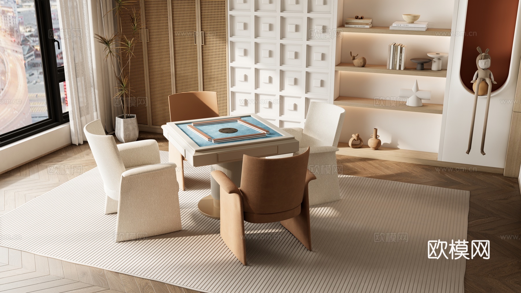 现代麻将桌椅免费3d模型下载