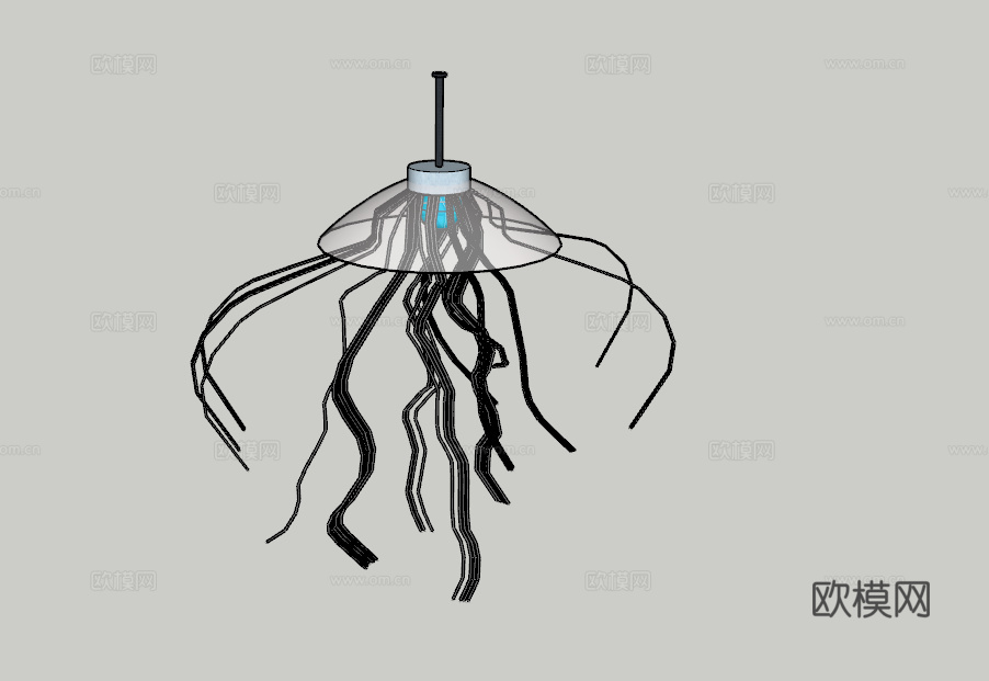 海洋风格吊灯 水母灯免费su模型下载（渲染图1）