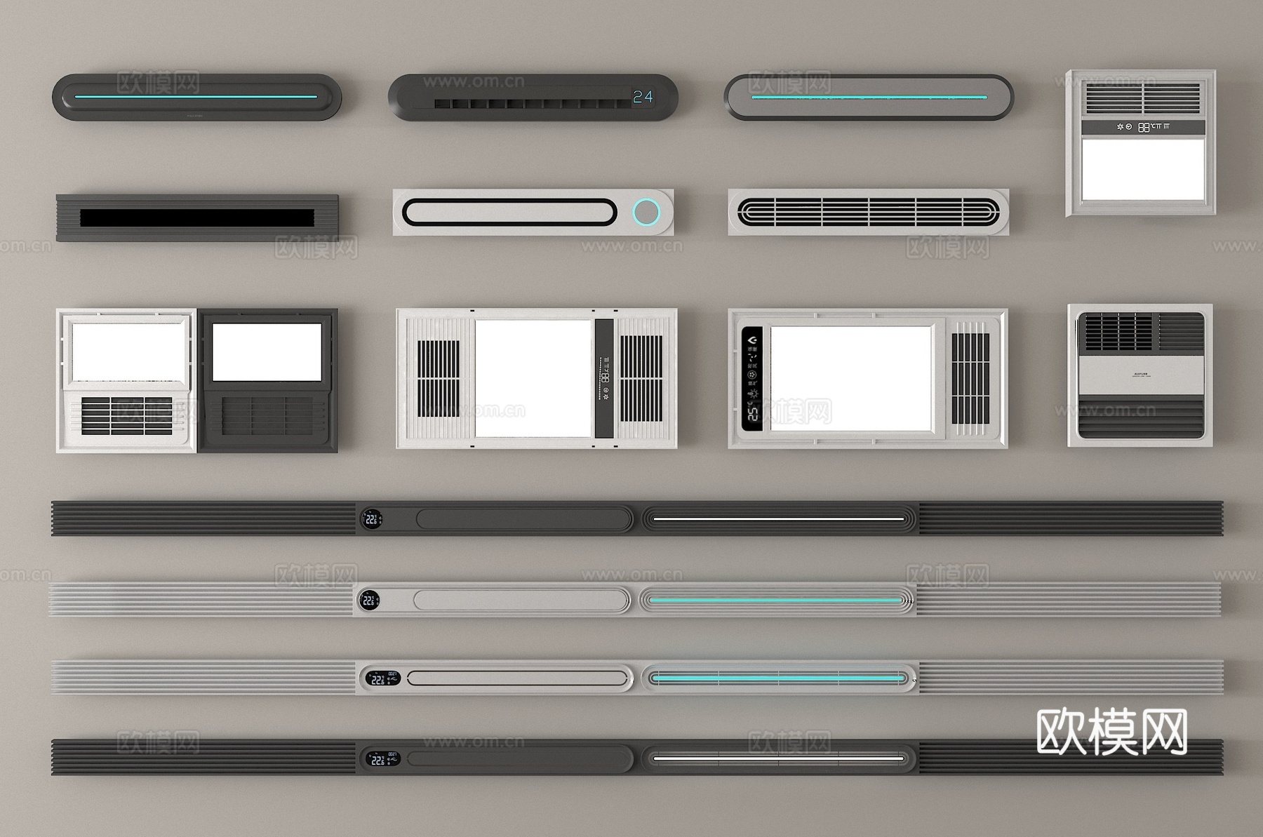 浴霸 风暖机 平板灯 集成浴霸 线性浴霸3d模型