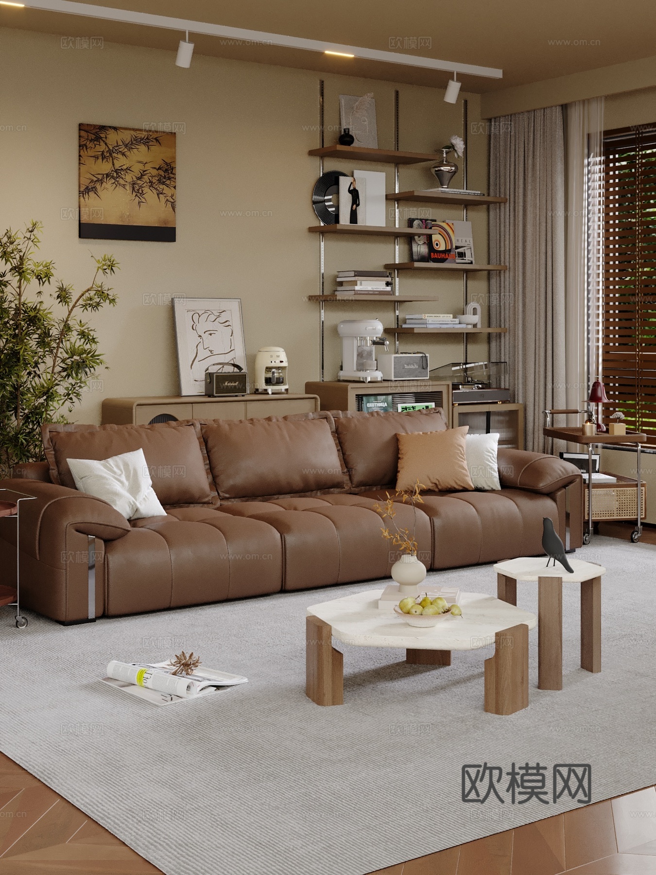 中古风三人沙发3d模型下载