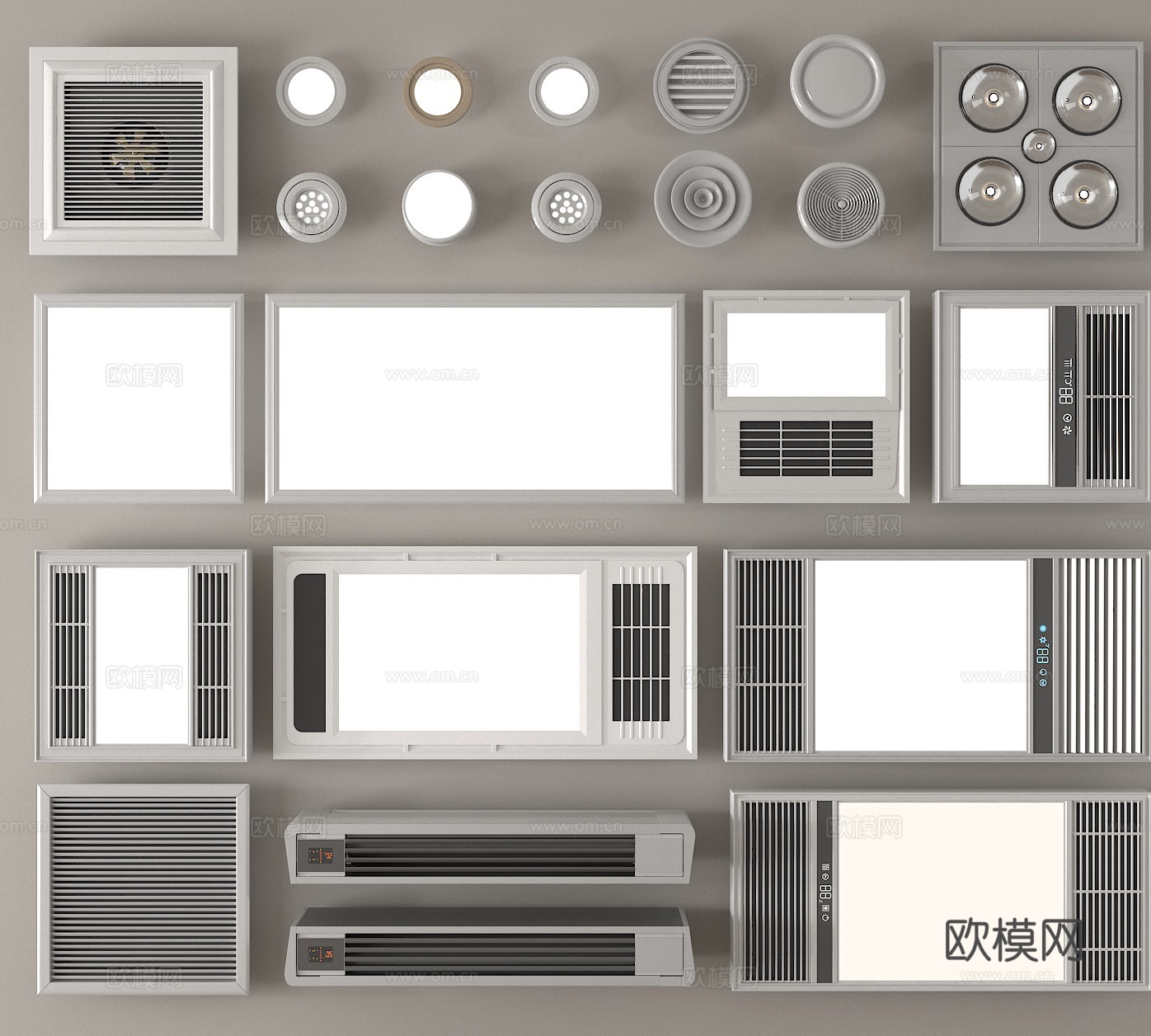 排风扇 浴霸 集成浴霸 风暖机 浴室灯 排气窗3d模型