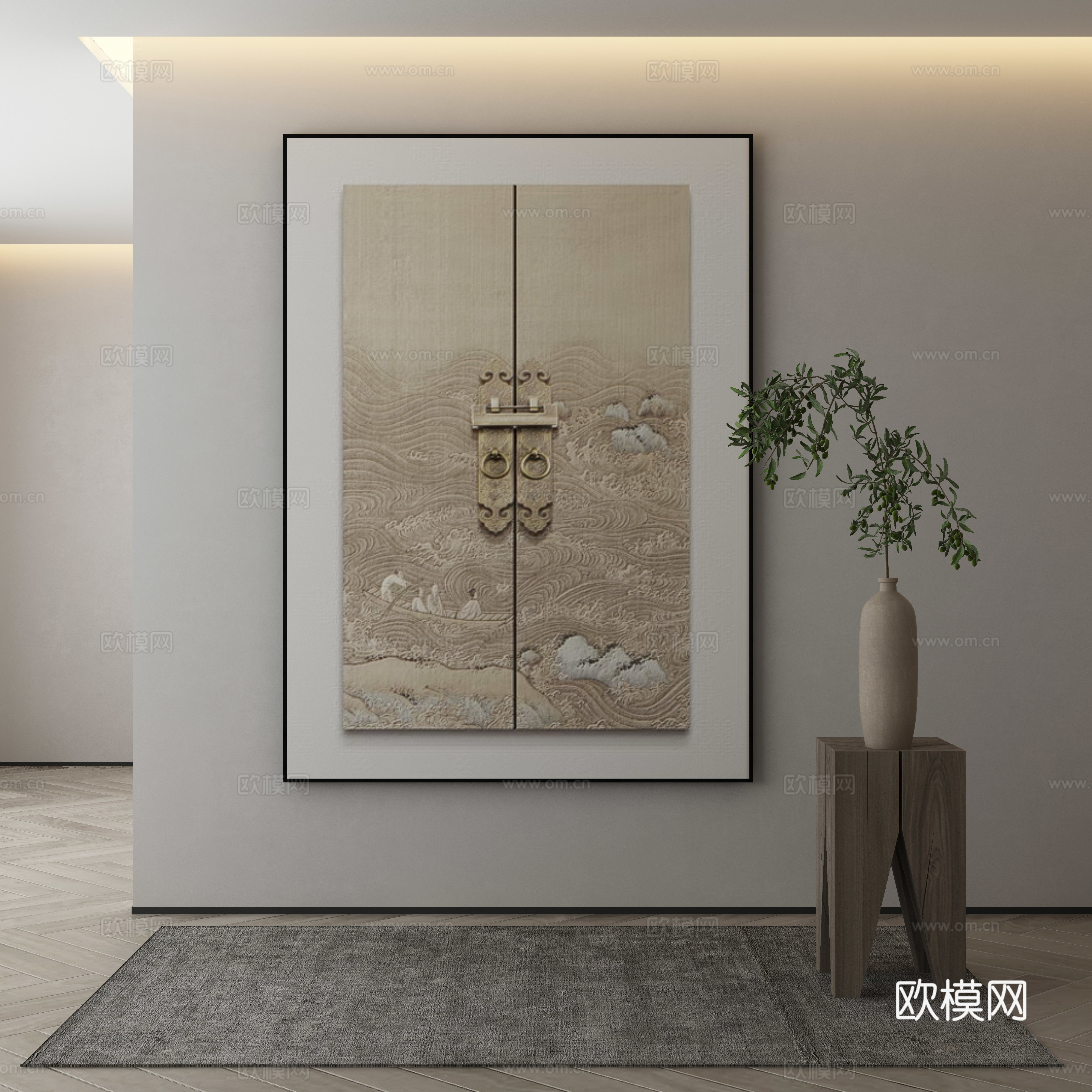 新中式艺术画 装饰画3d模型