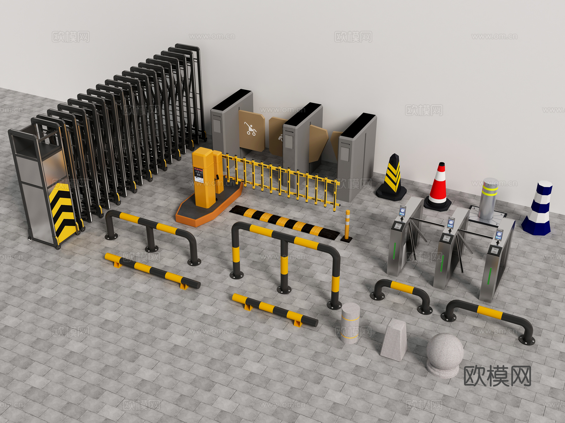 挡车器 挡车石 道闸门禁 路障3d模型