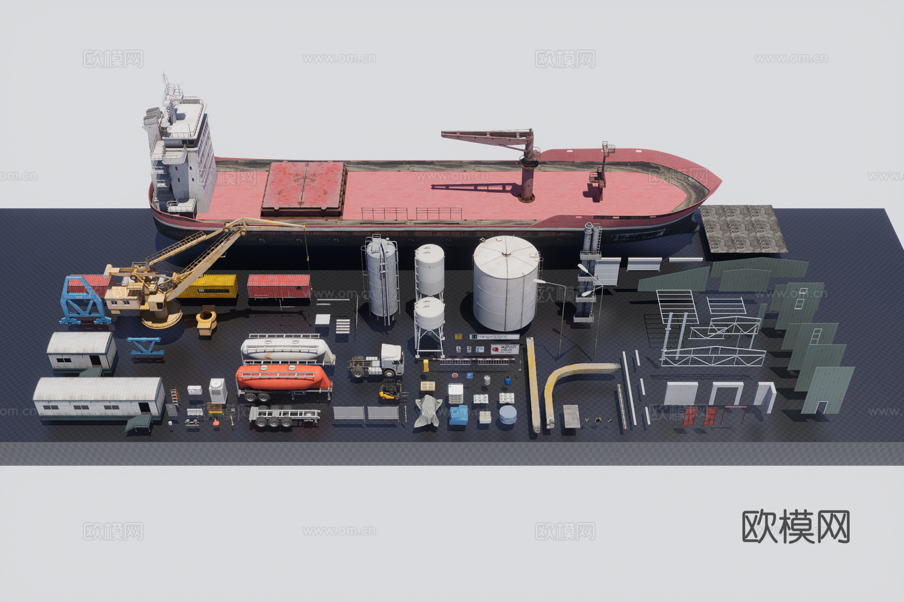 工业港口 船只 工业设备3d模型