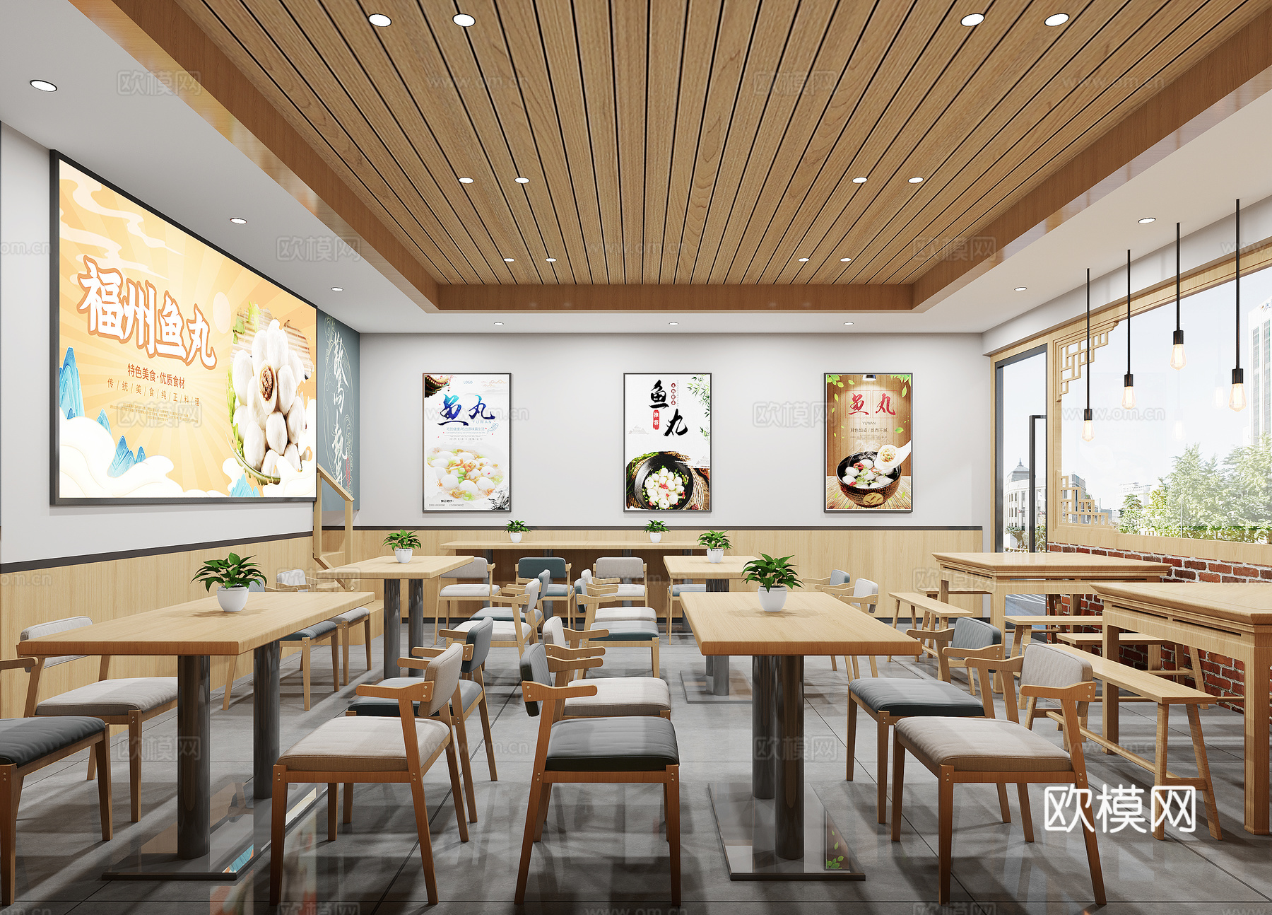 新中式快餐店 小吃店 早餐店 熟食店3d模型