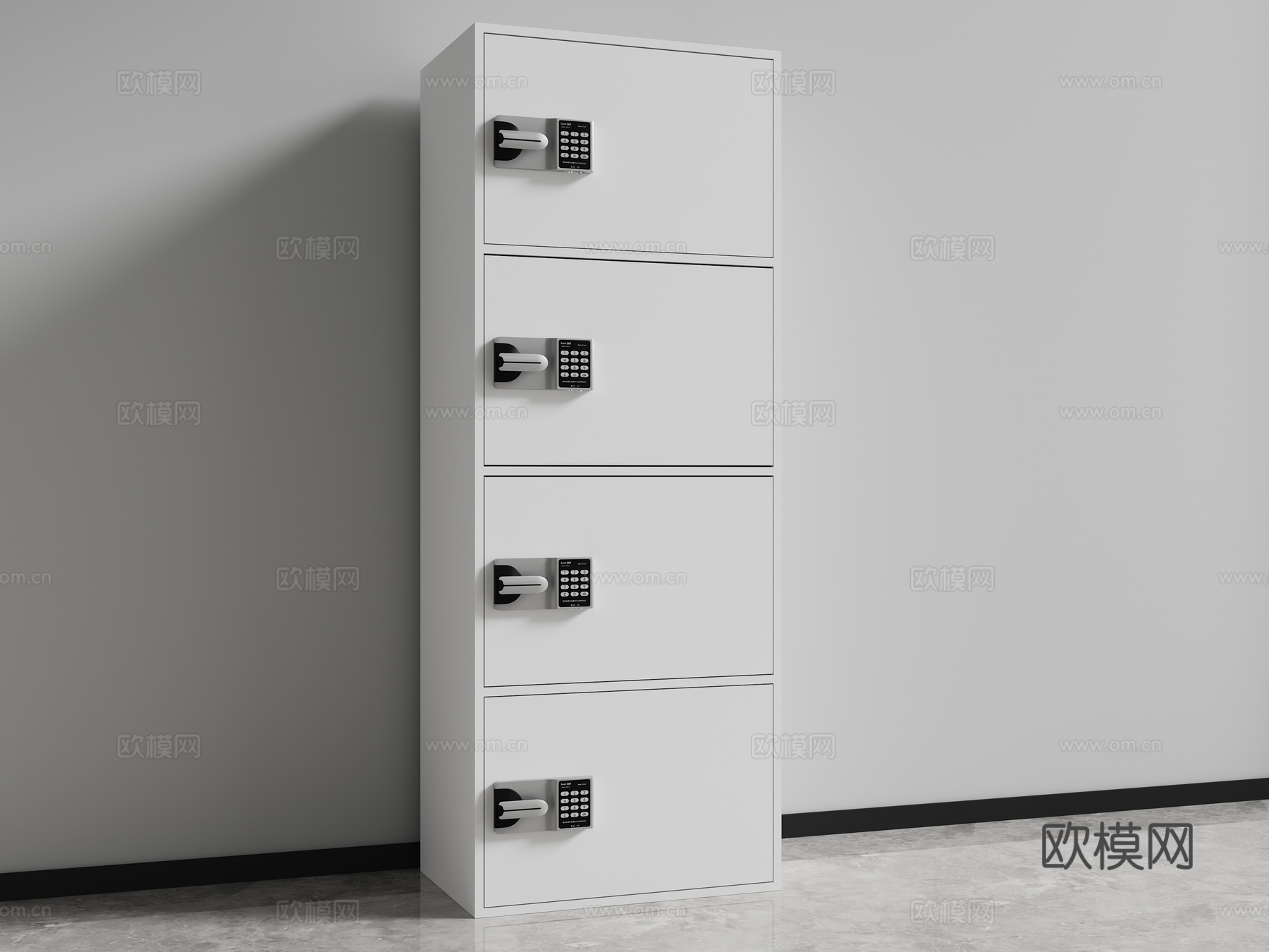 储物柜 四门柜 密码锁 文件柜 保密柜3d模型下载（渲染图1）