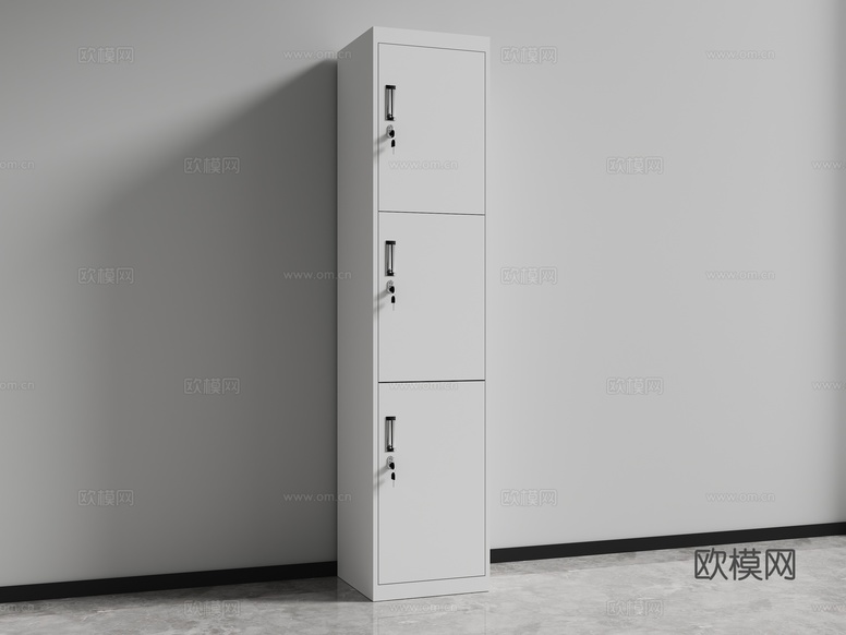 储物柜 密码锁 文件柜 保密柜 三门柜3d模型下载(渲染图2)