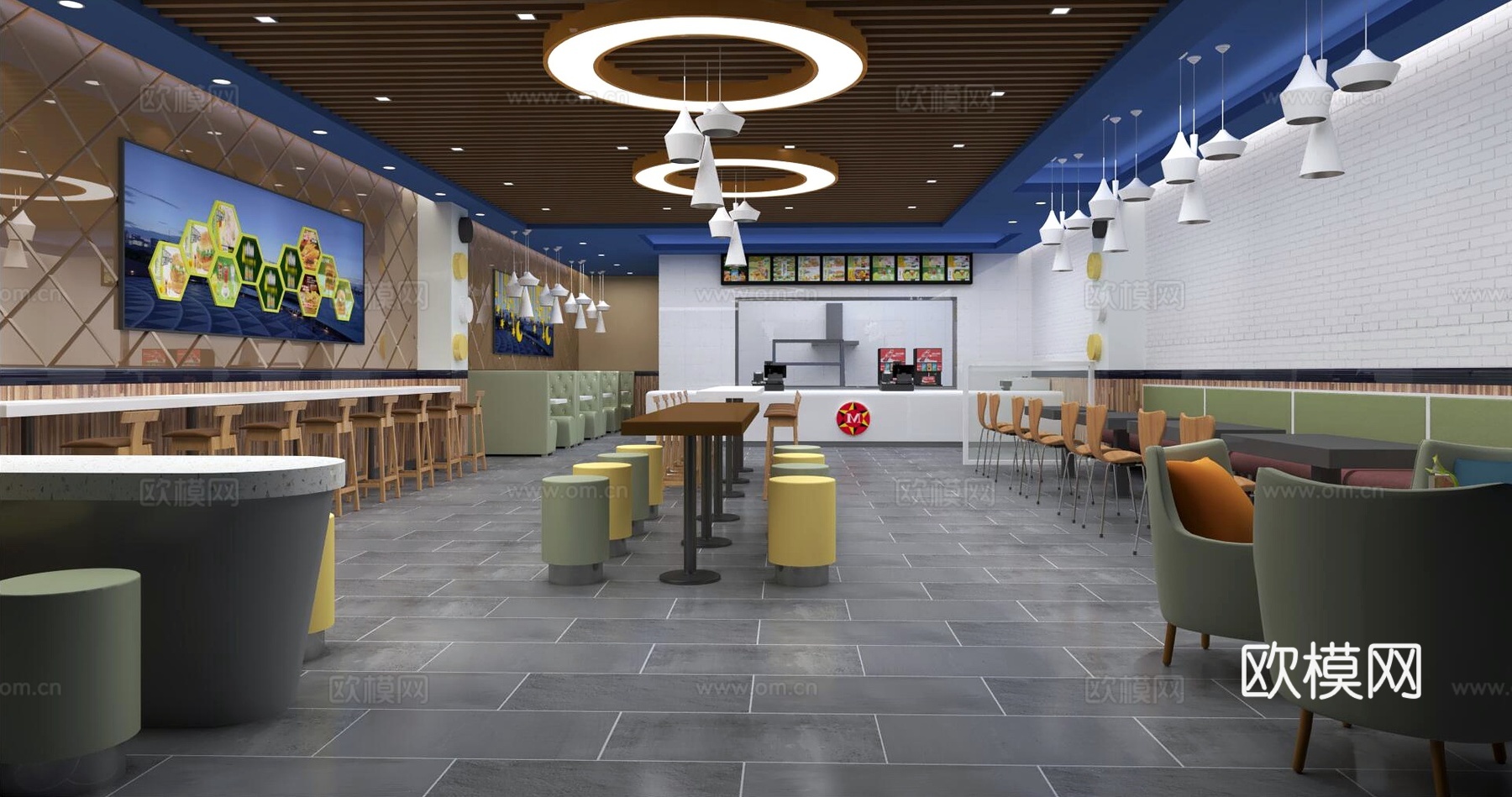 现代快餐店3d模型下载（渲染图1）