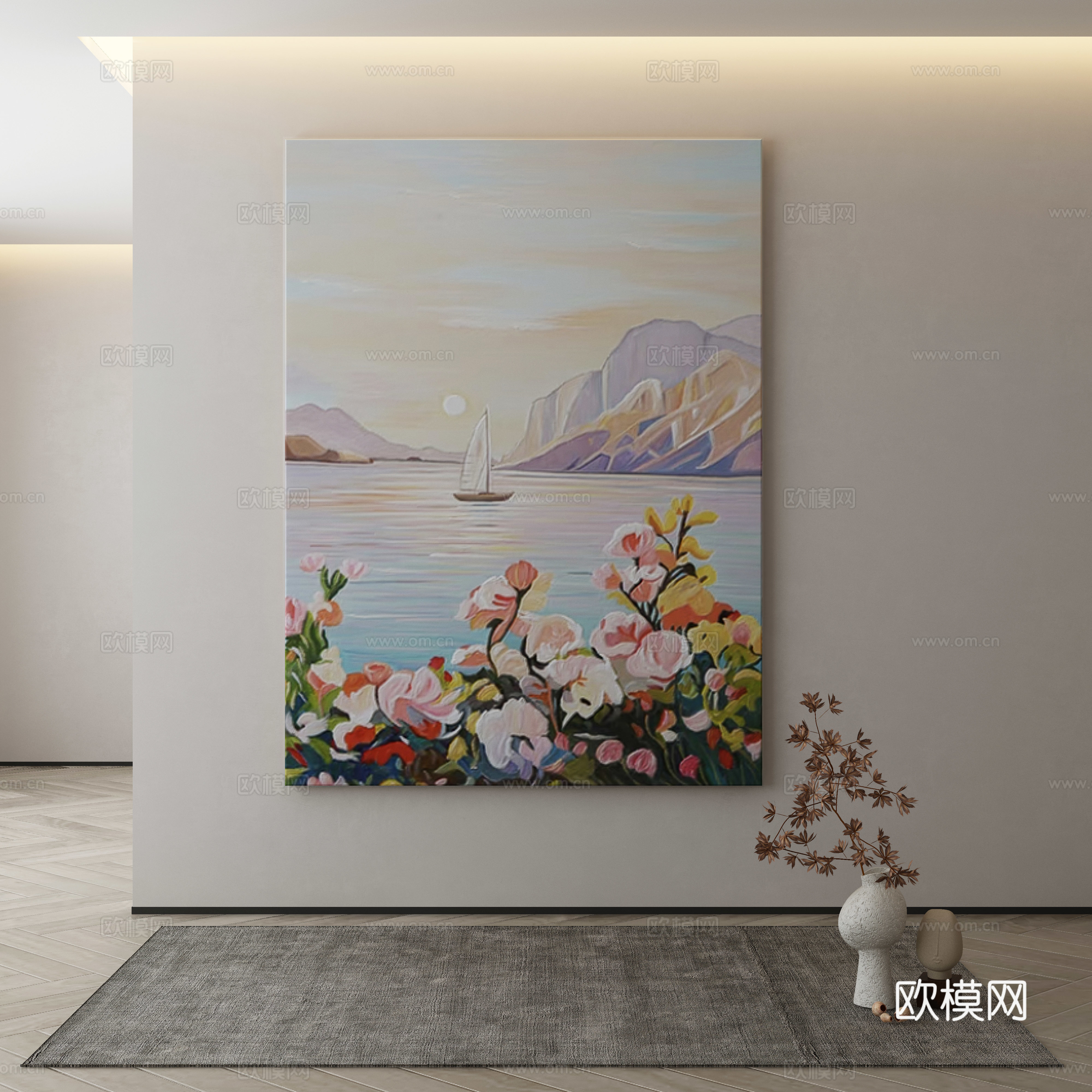 现代装饰画 油画3d模型