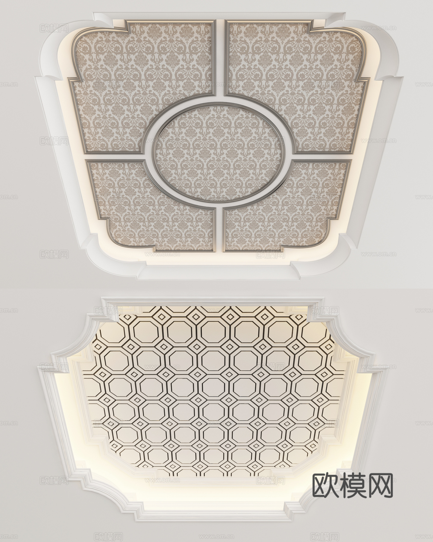 欧式几何图案 天花 吊顶3d模型