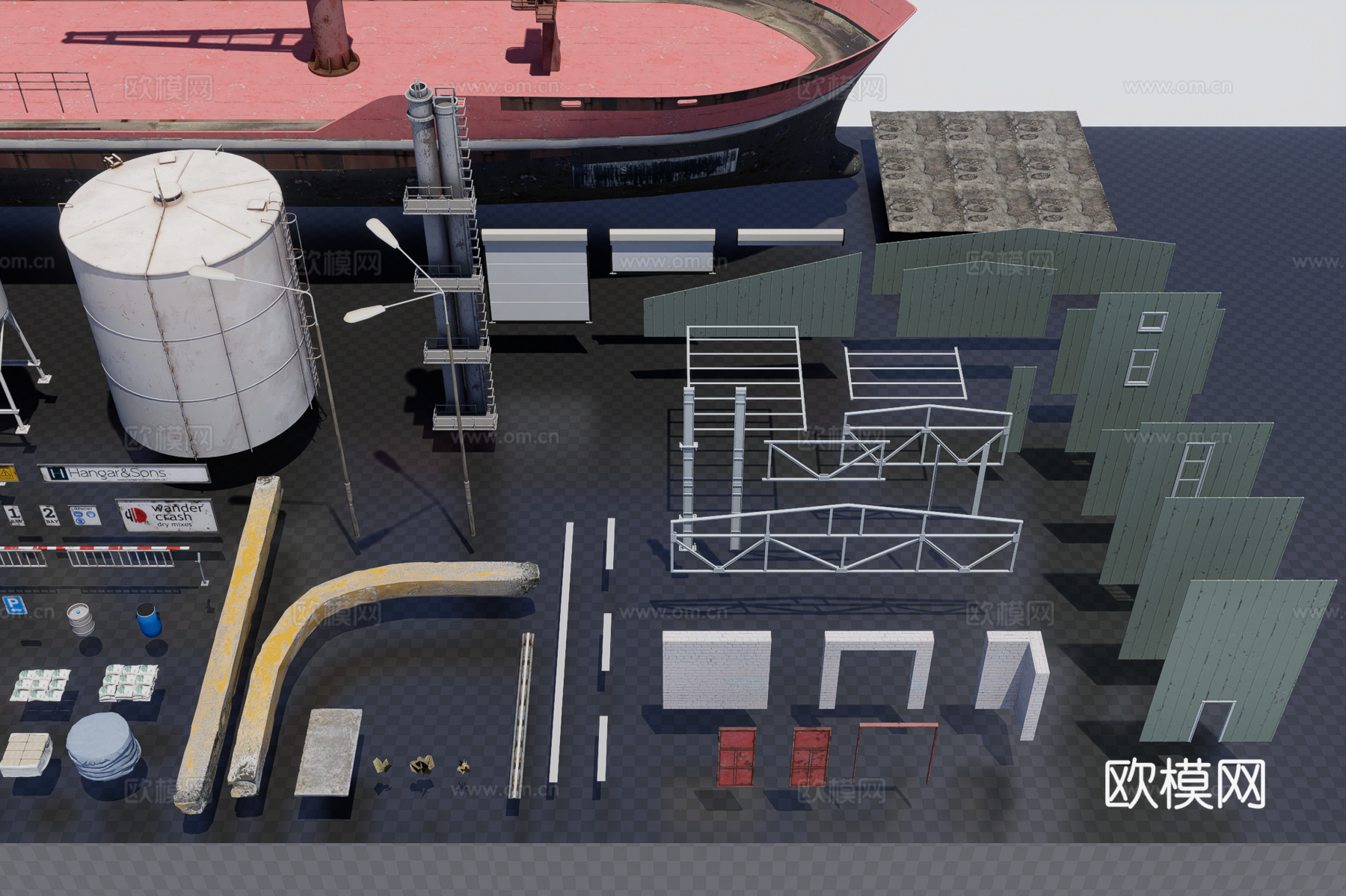 工业港口 船只 工业设备3d模型