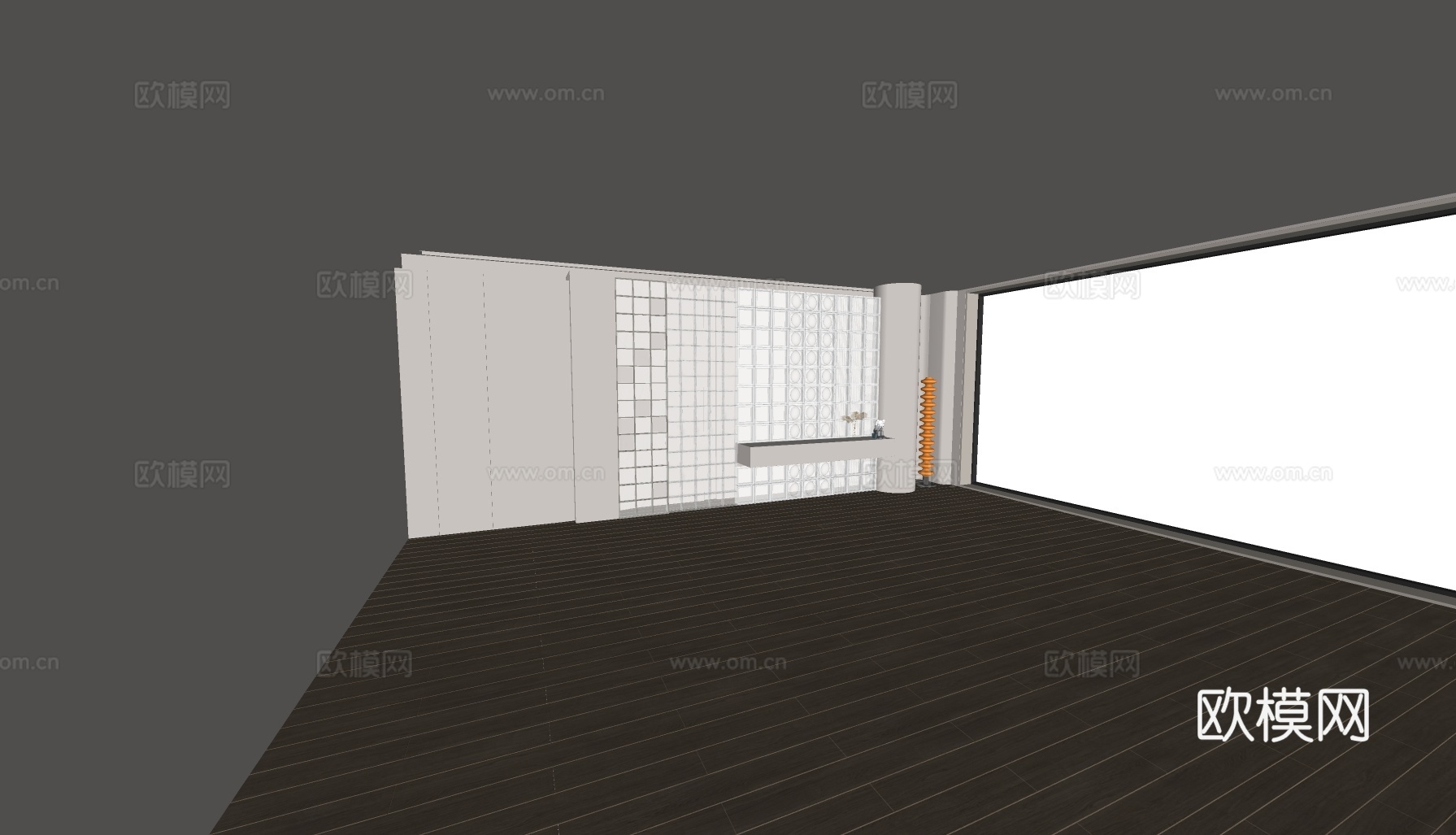 玻璃隔断 隔断屏风su模型