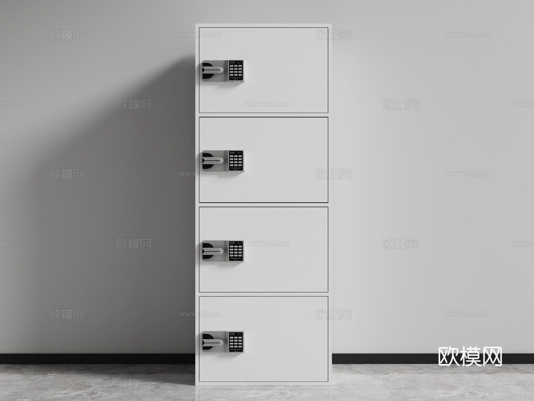 储物柜 四门柜 密码锁 文件柜 保密柜3d模型下载（渲染图2）
