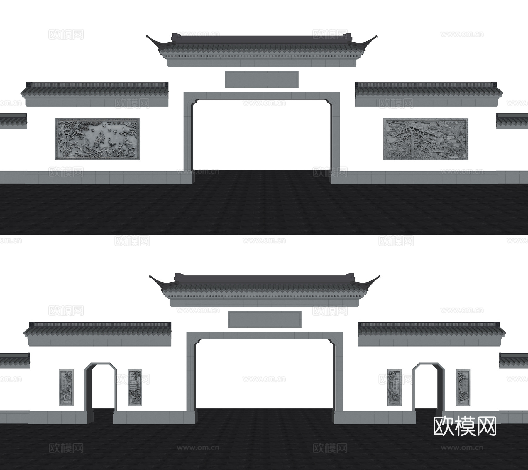 中式大门 仿古建筑su模型