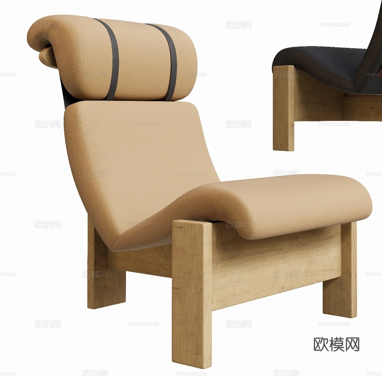 中古风椅子 休闲椅3d模型下载（渲染图2）