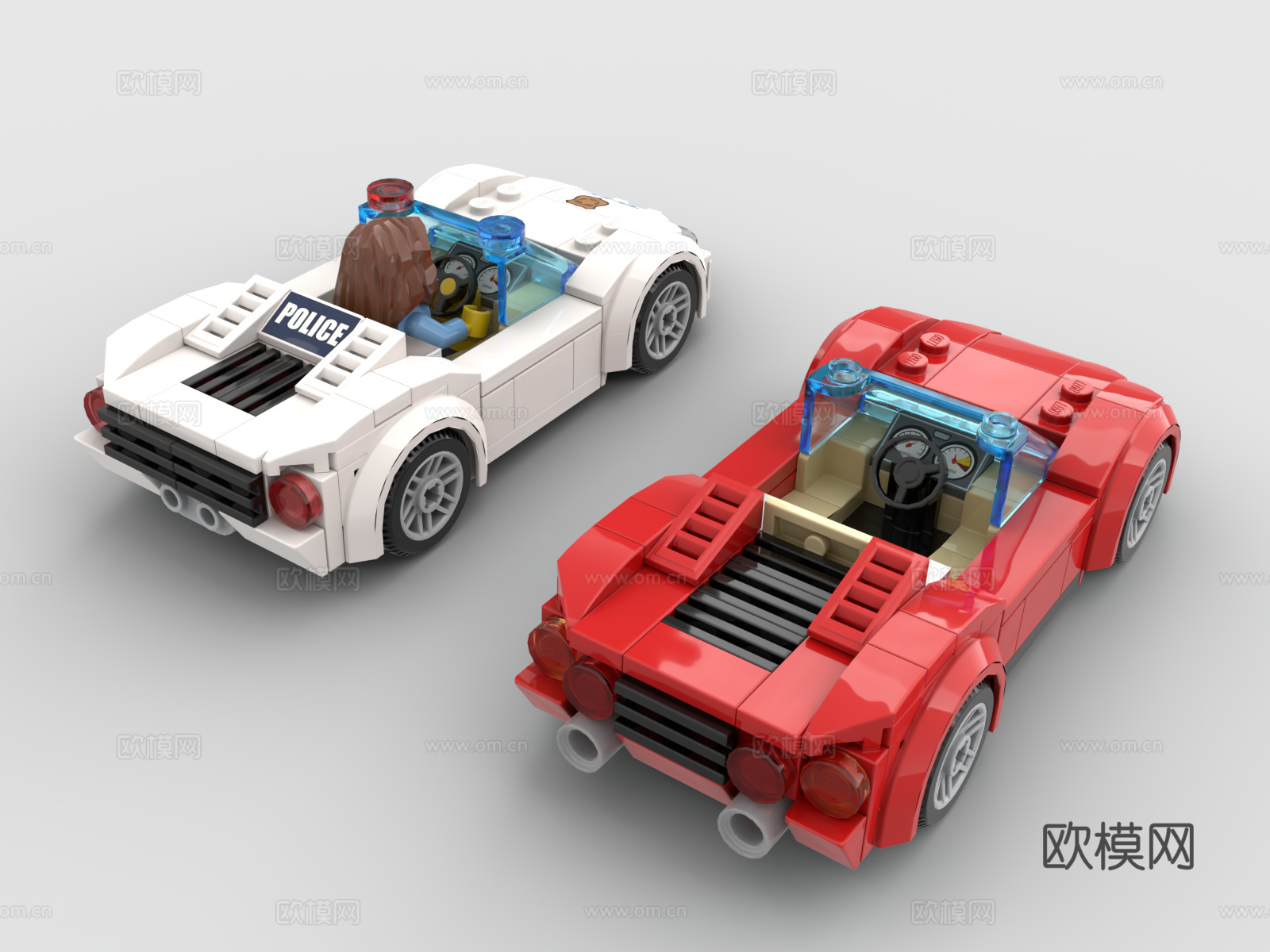 乐高 LEGO 玩具 积木敞篷跑车3d模型