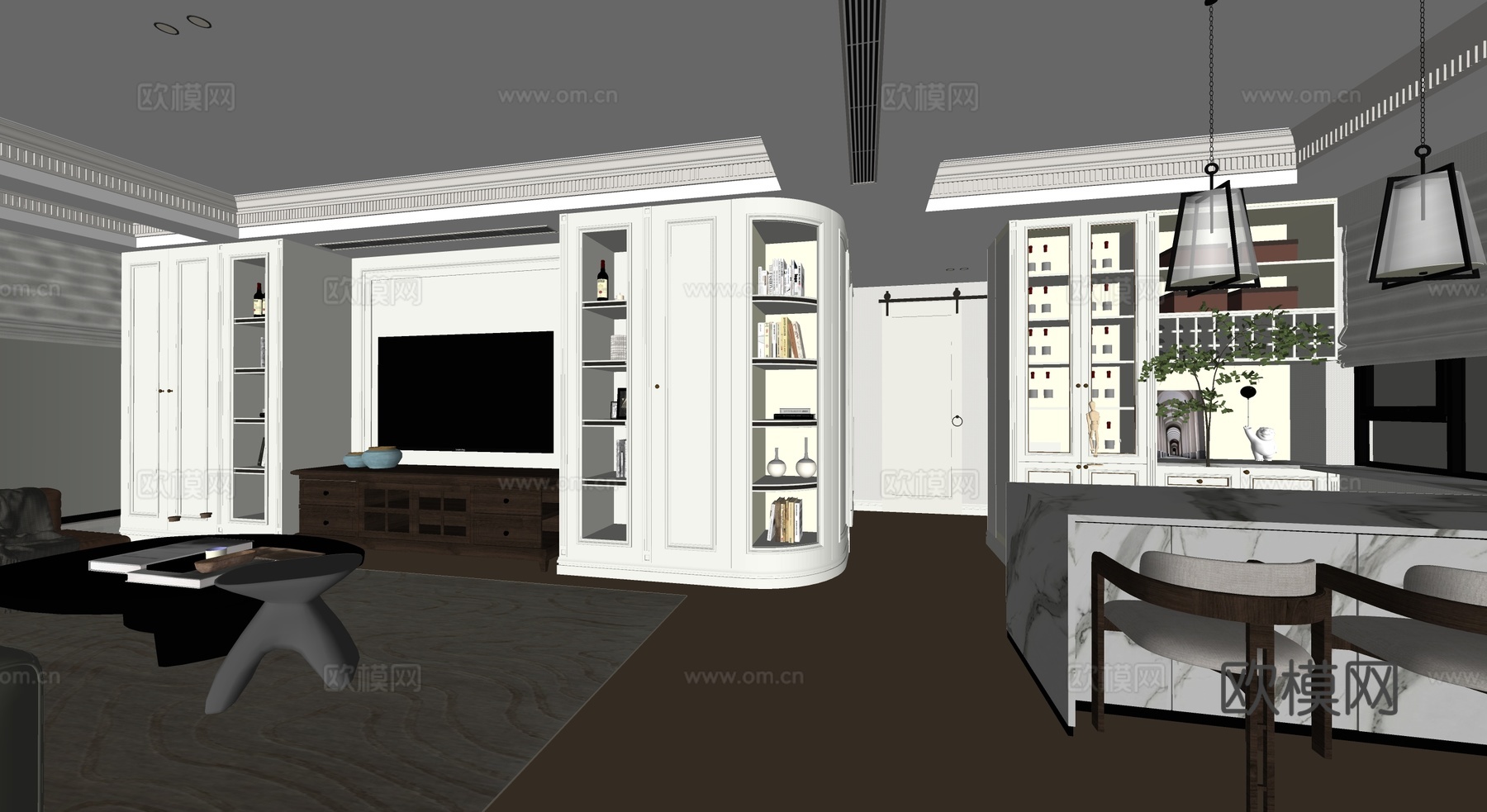 简欧客餐厅su模型下载（渲染图4）