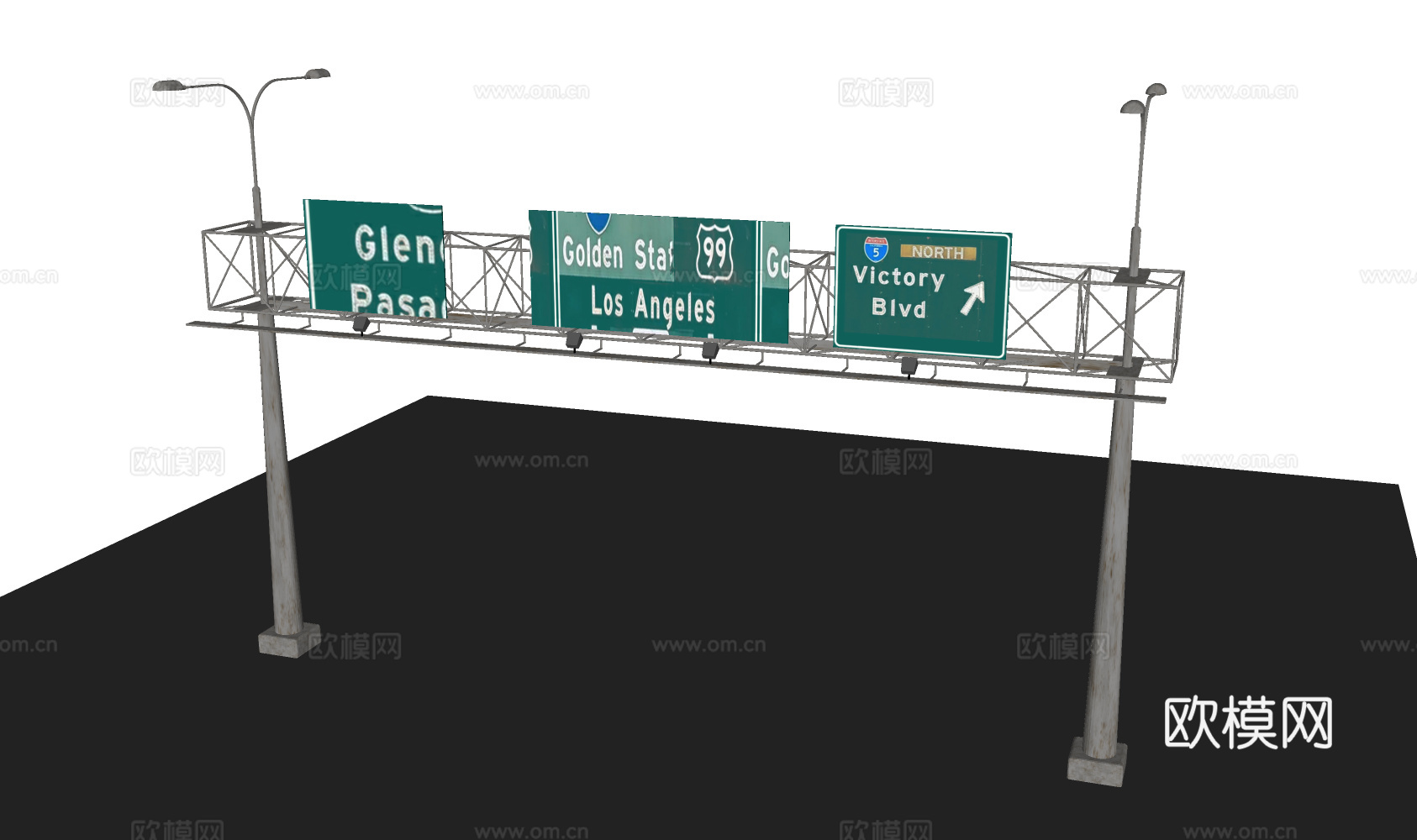 公路标识牌 公路信息牌 路标su模型下载（渲染图1）