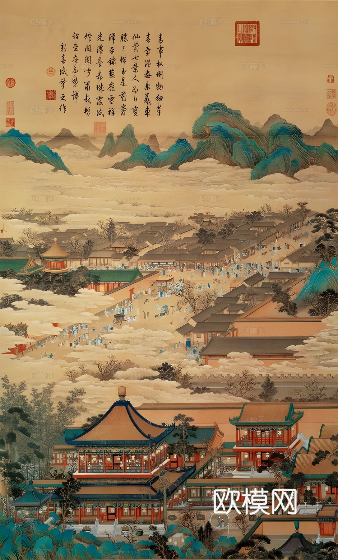 中式装饰画贴图下载