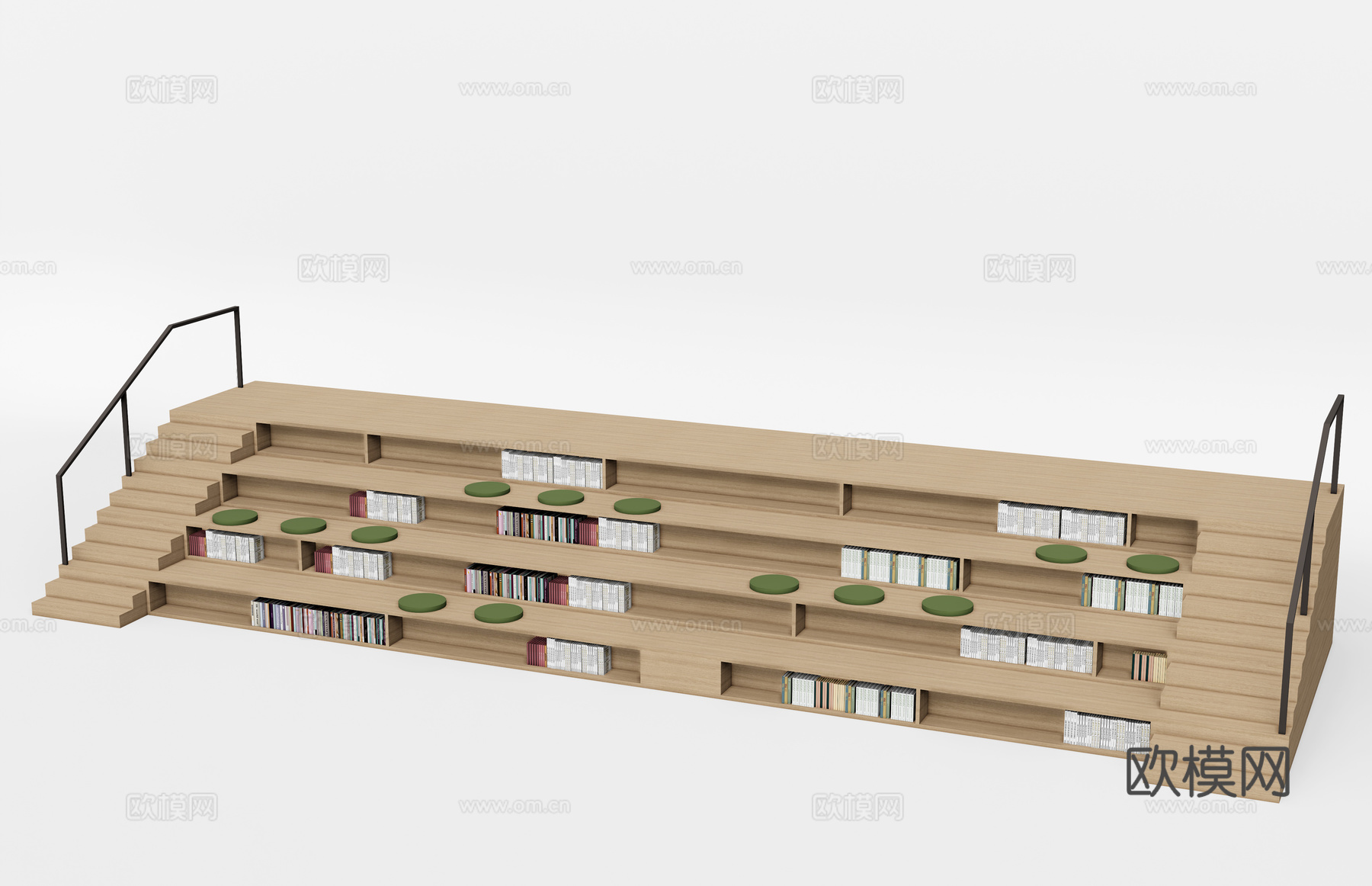 现代实木楼梯 阅读阶梯3d模型