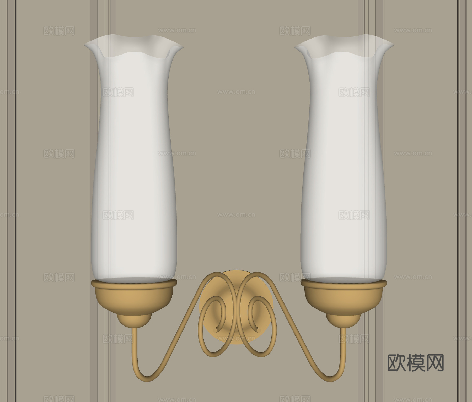 欧式壁灯 双头壁灯 玻璃壁灯su模型