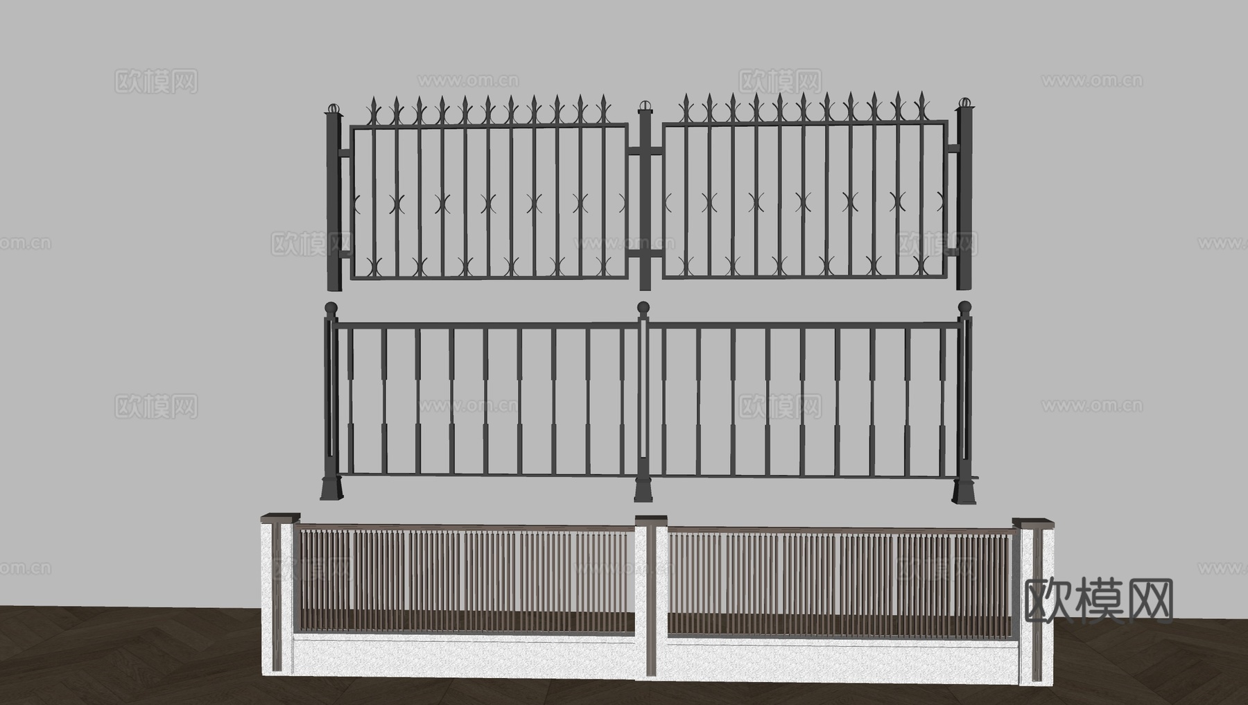 铁艺栏杆 围栏 护栏su模型